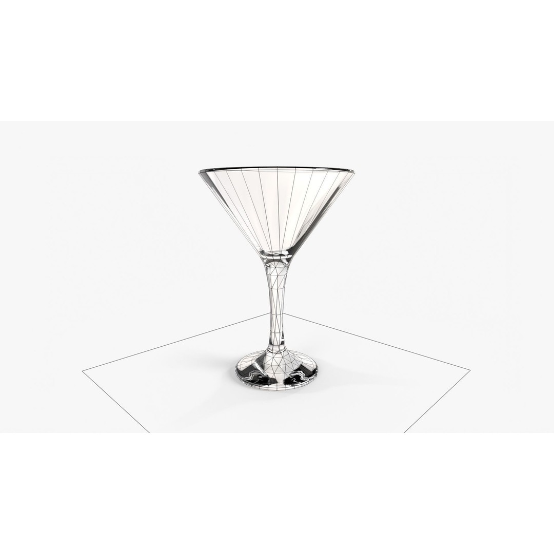 Martini Glass 3D Model – Low Poly Game Ready Glassware, FBX