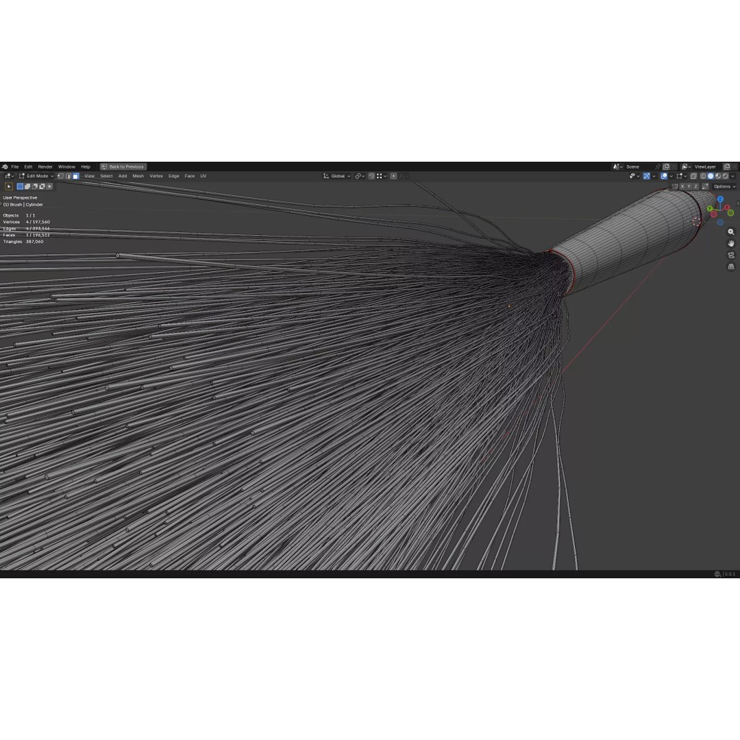 Artistic Paintbrush 3D Model – Round PBR Asset, FBX, OBJ, Blender - View 34