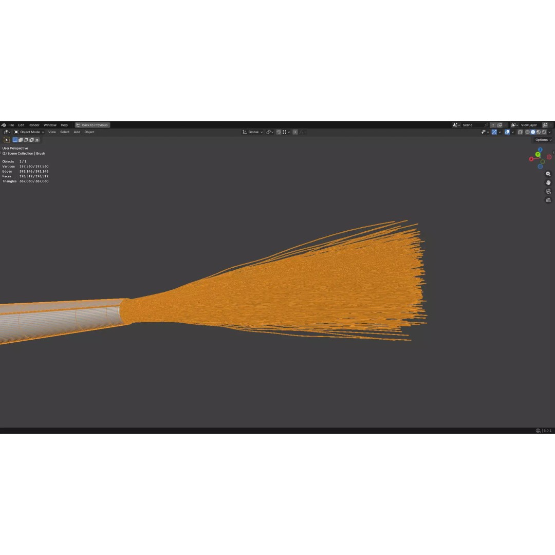 Artistic Paintbrush 3D Model – Round PBR Asset, FBX, OBJ, Blender - View 7