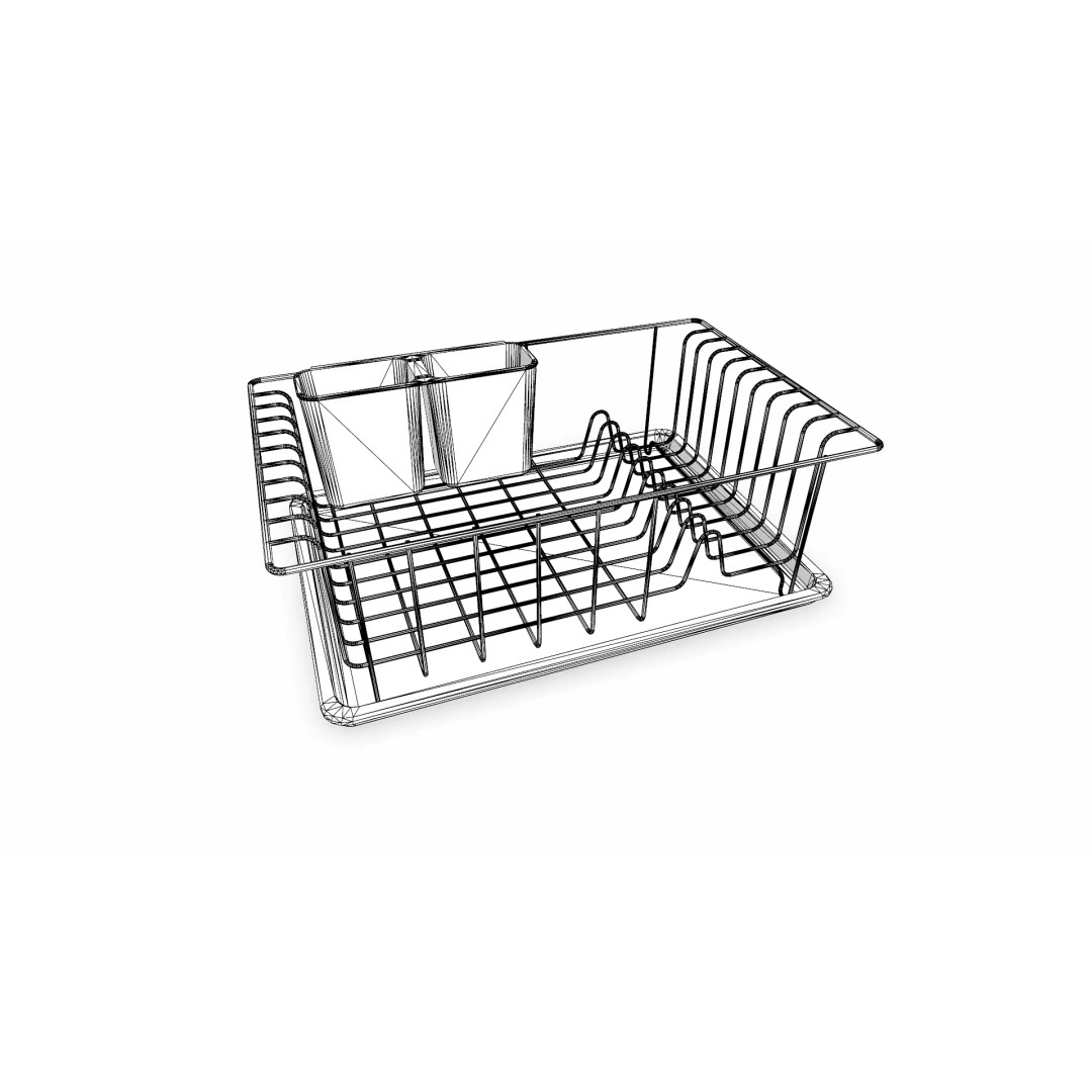 Old Dish Rack 3D Model – Low Poly PBR Kitchenware, FBX, OBJ - View 13