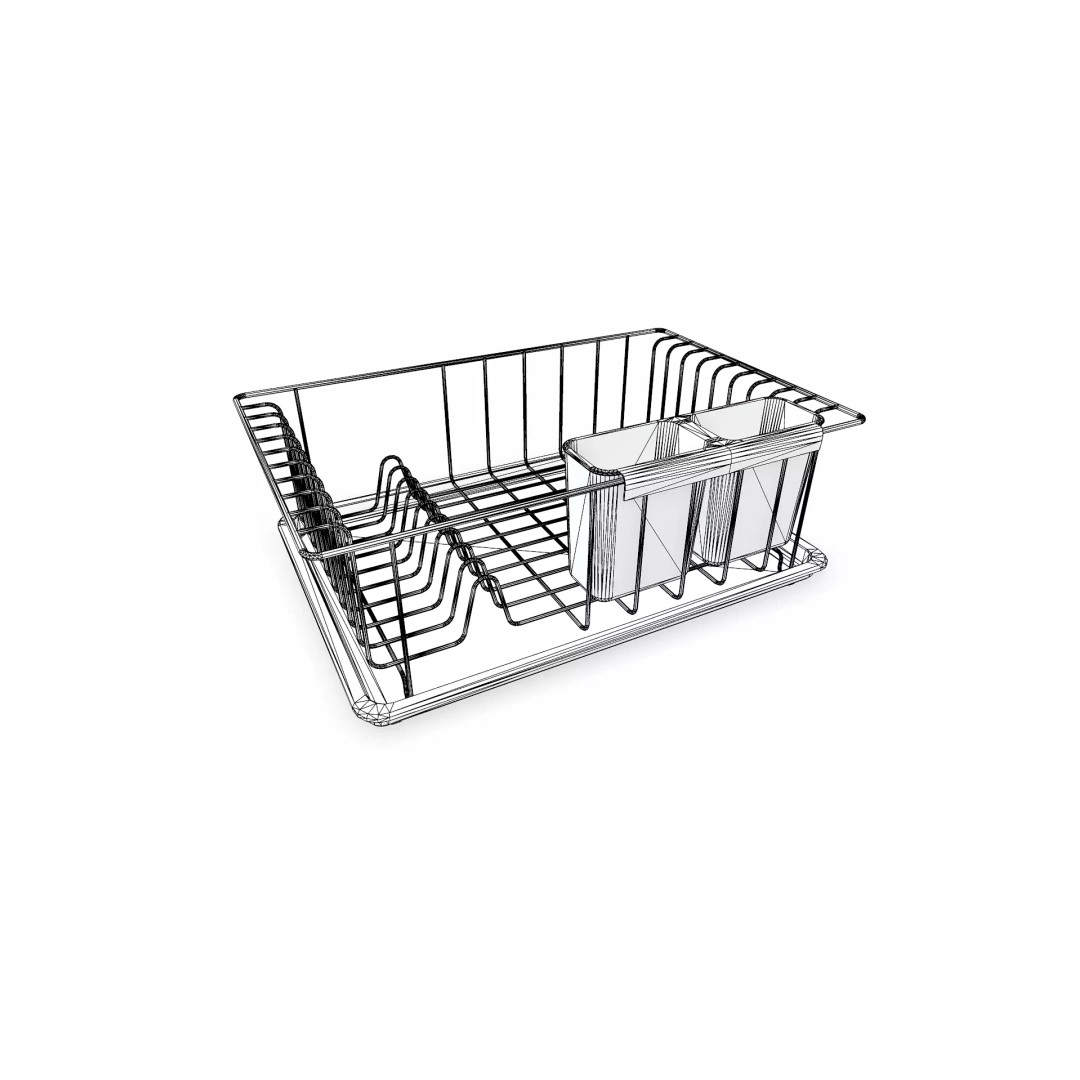 Old Dish Rack 3D Model – Low Poly PBR Kitchenware, FBX, OBJ - View 14