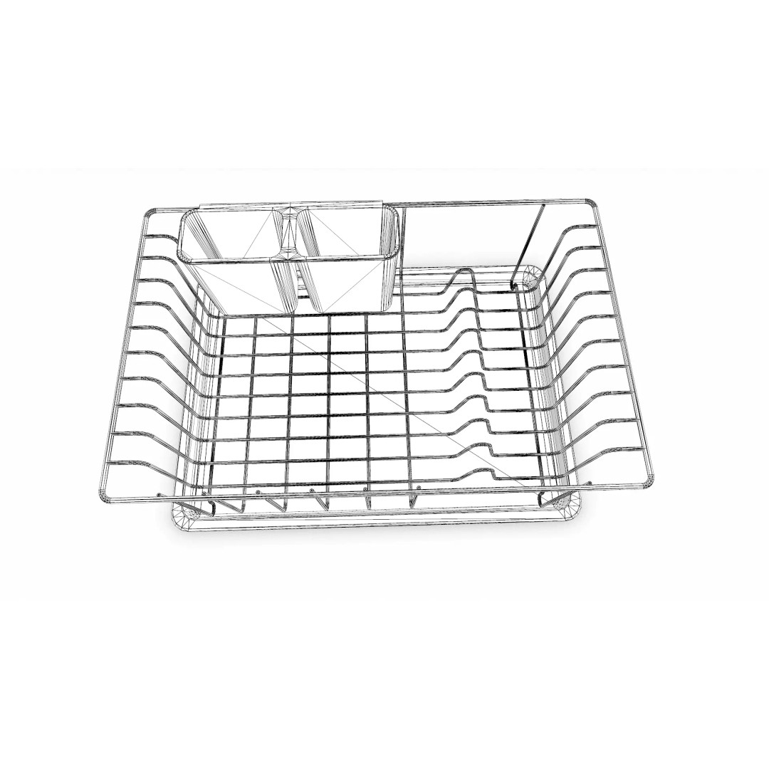 Old Dish Rack 3D Model – Low Poly PBR Kitchenware, FBX, OBJ - View 16