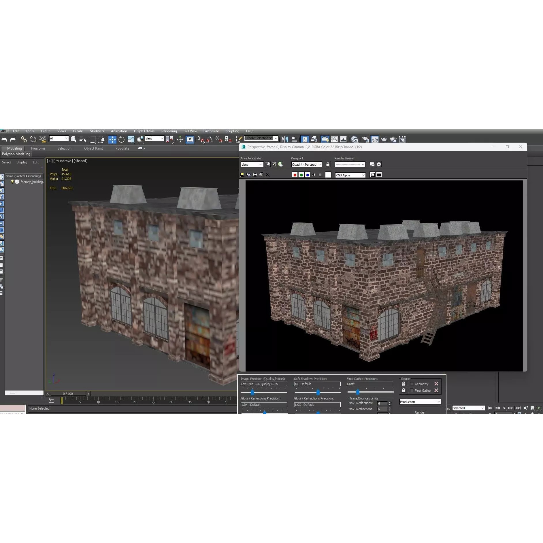 Factory Building - Low-Poly Game-Ready 3D Model