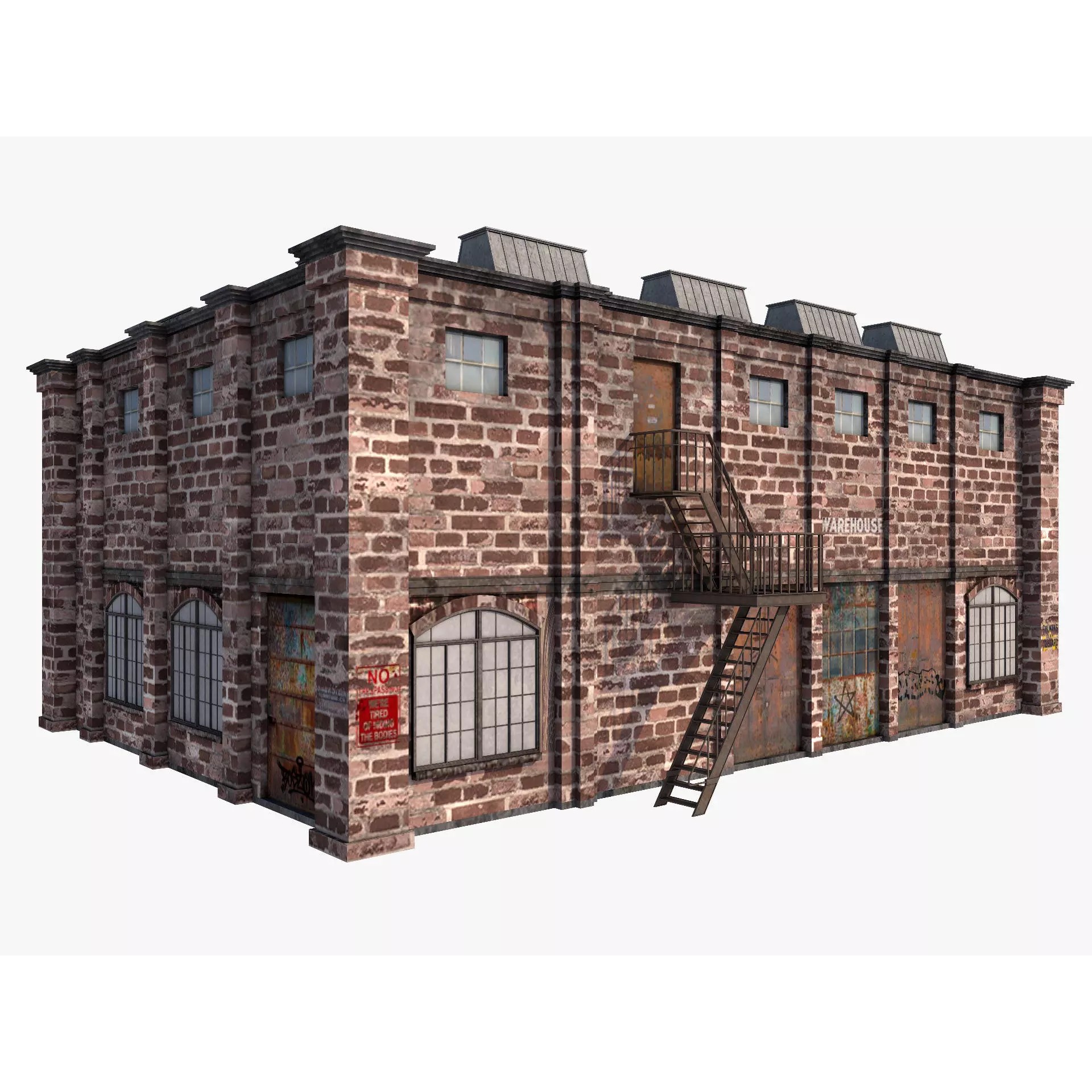 Factory Building - Low-Poly Game-Ready 3D Model - View 2