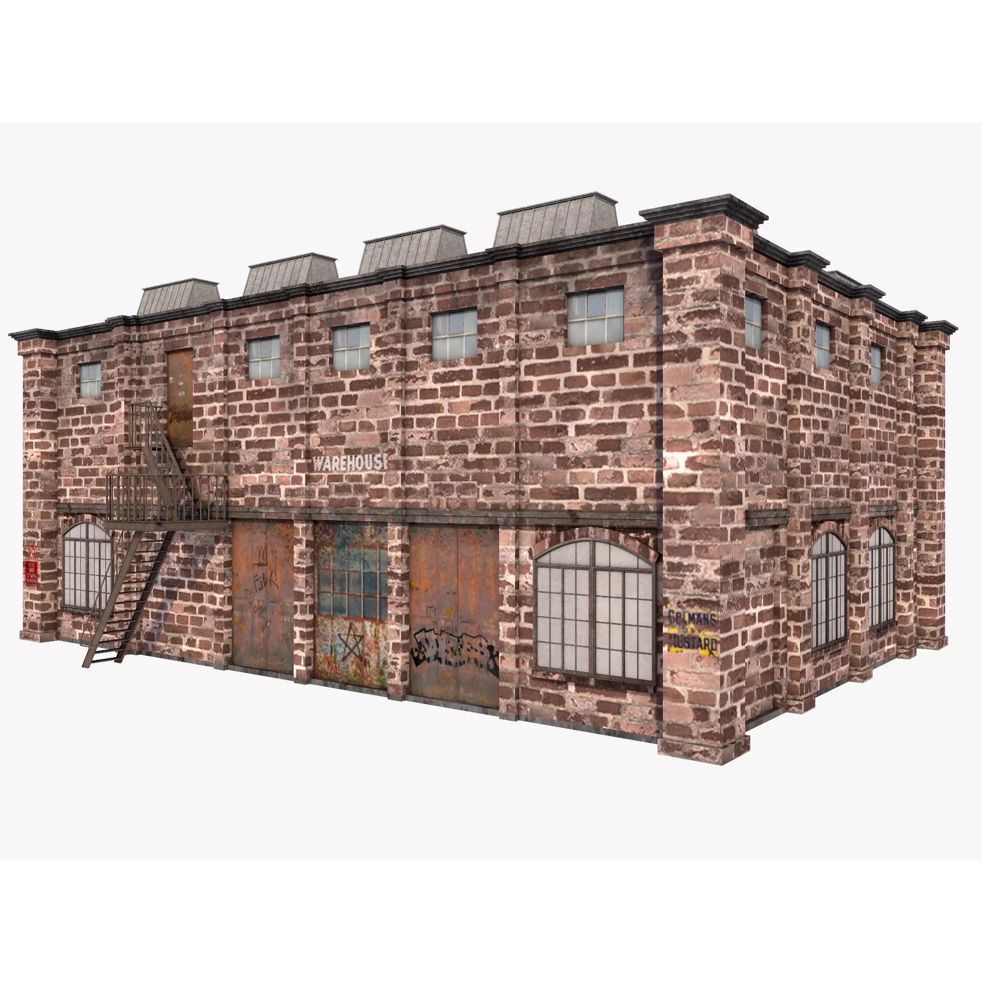 Factory Building - Low-Poly Game-Ready 3D Model - View 3
