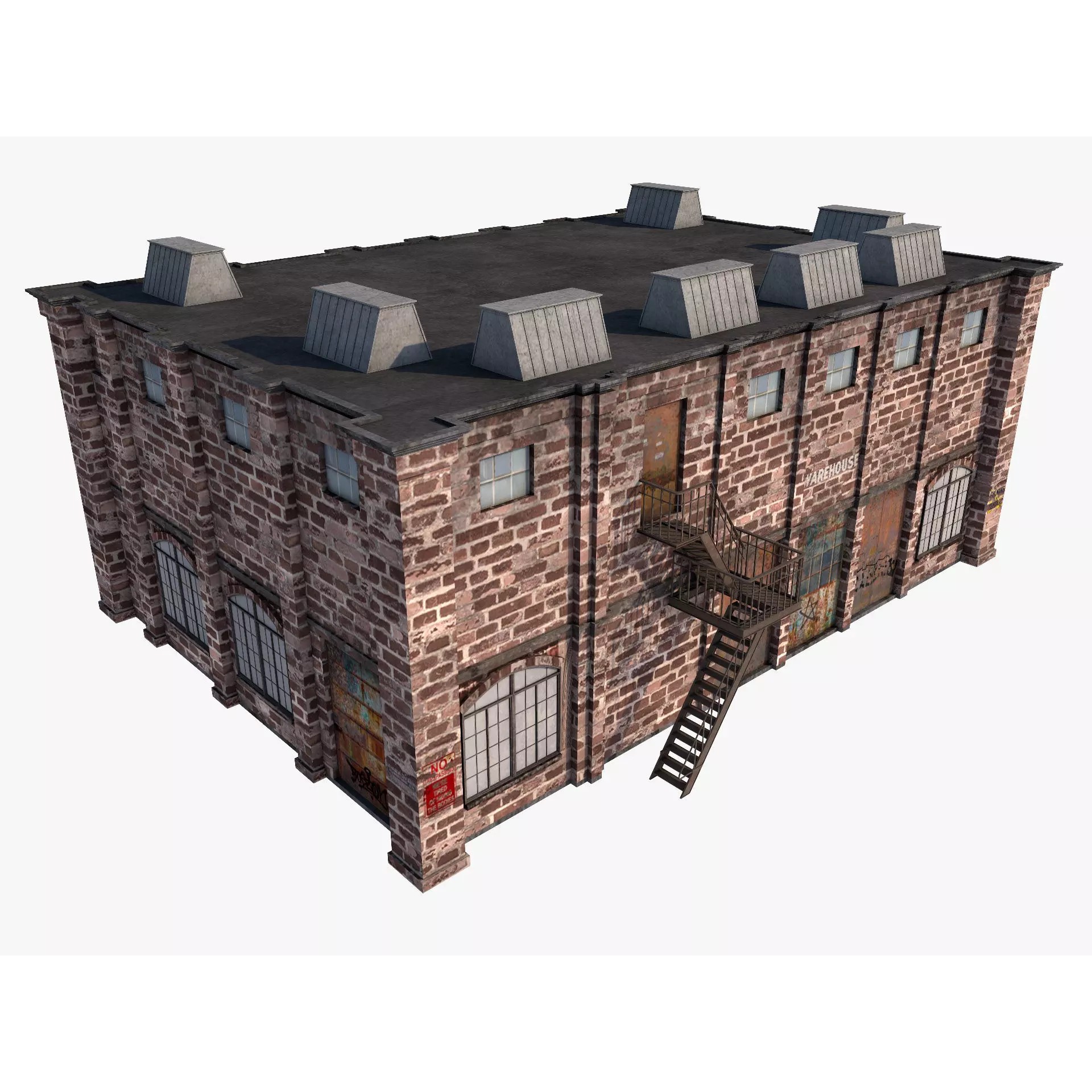 Factory Building - Low-Poly Game-Ready 3D Model - View 4