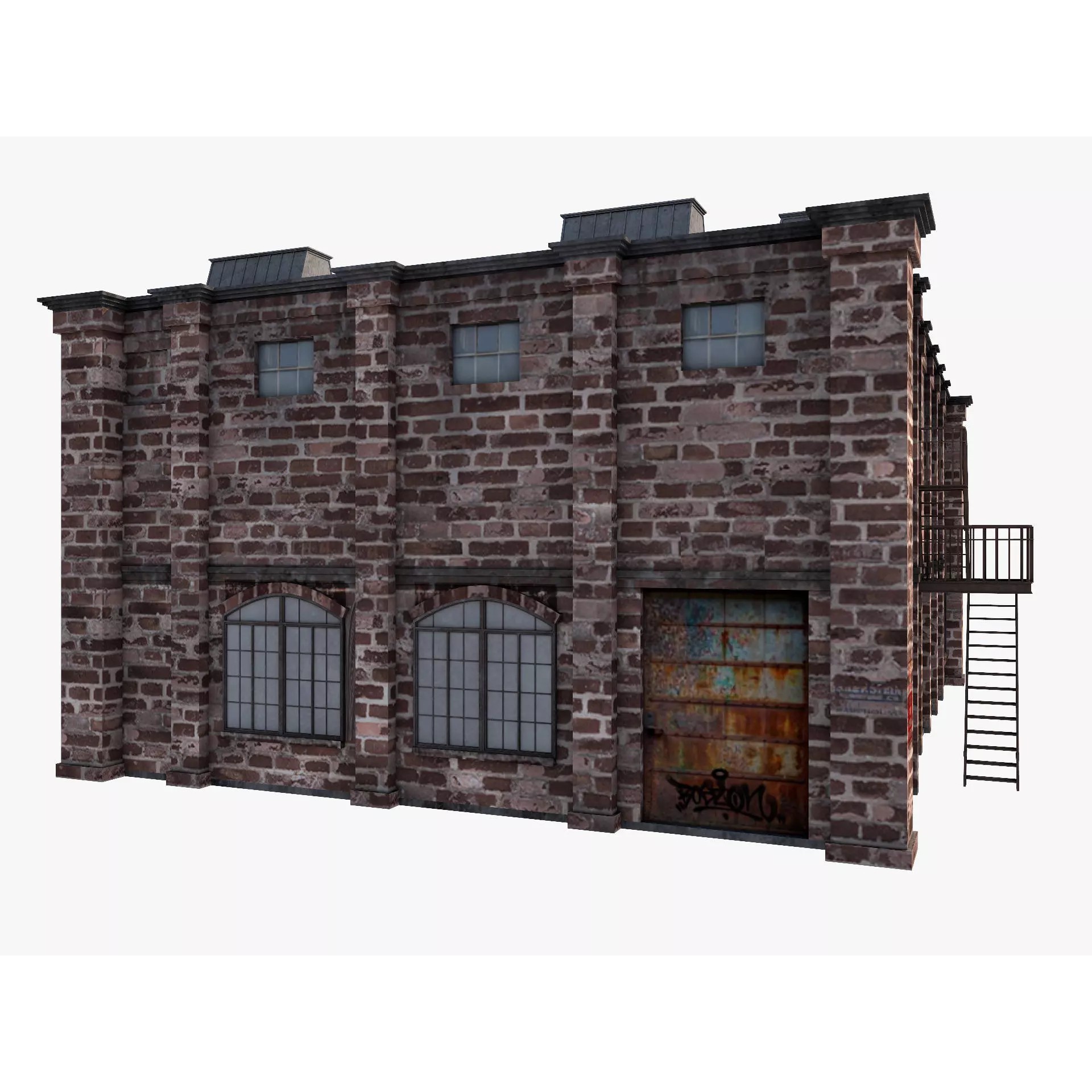 Factory Building - Low-Poly Game-Ready 3D Model - View 5