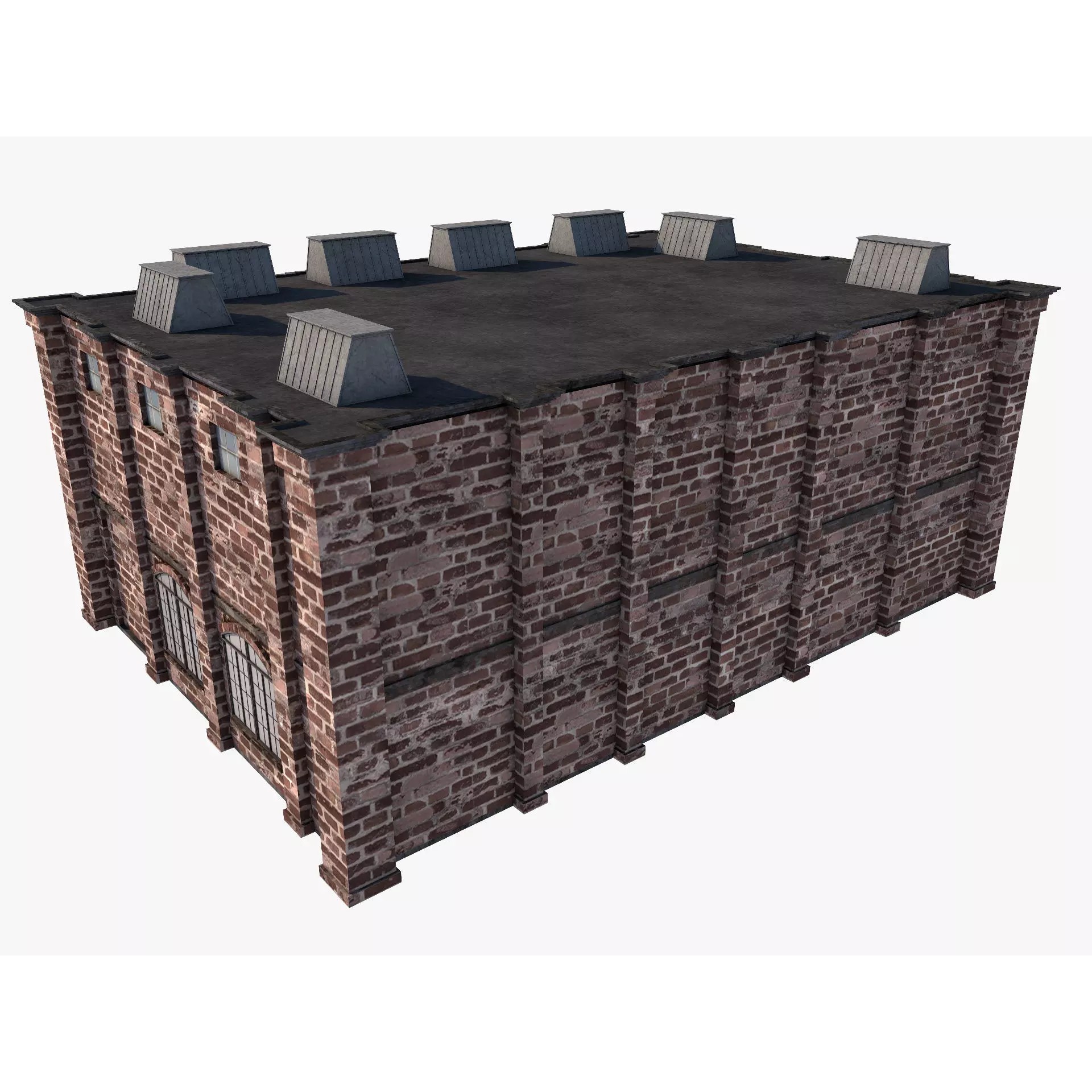 Factory Building - Low-Poly Game-Ready 3D Model - View 6