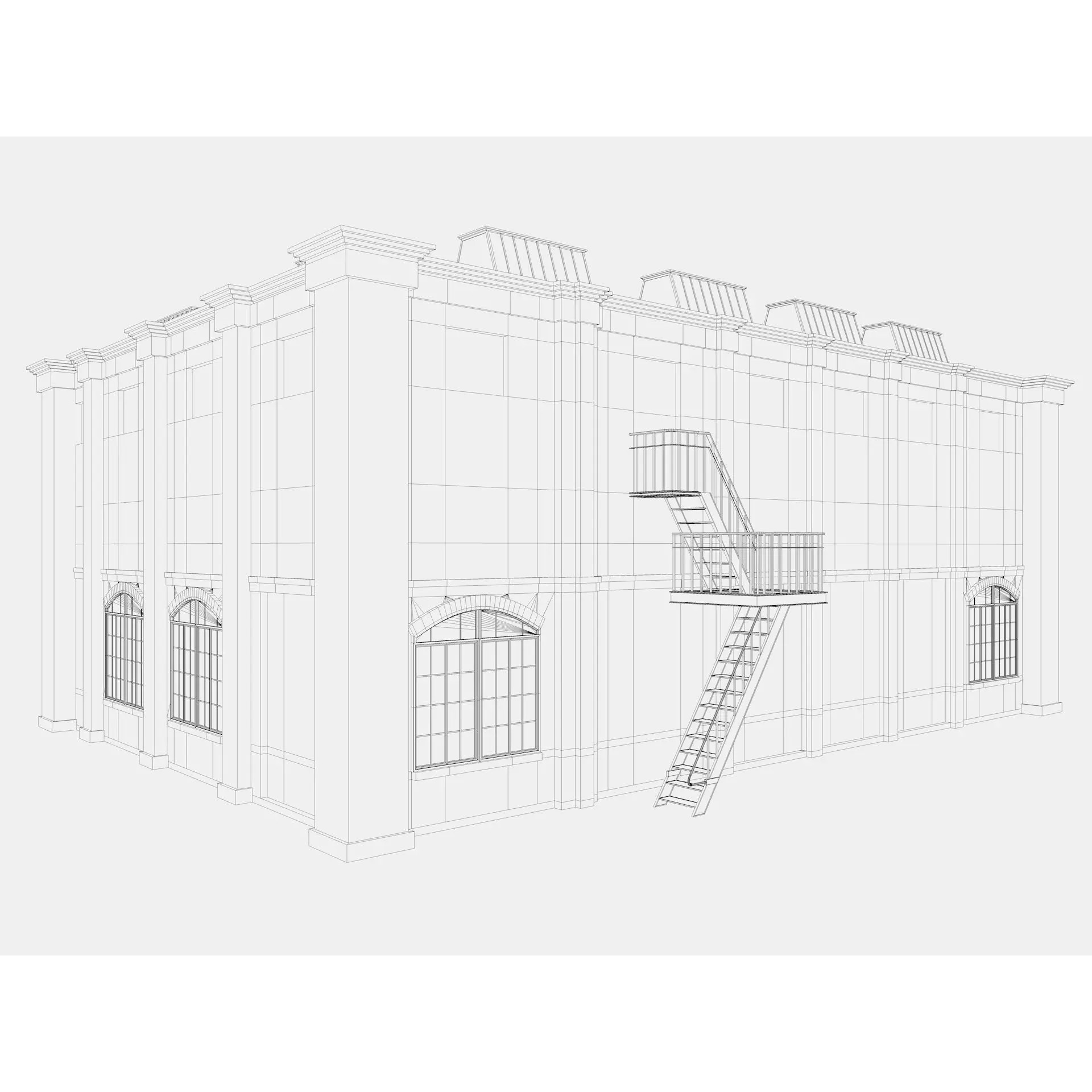 Factory Building - Low-Poly Game-Ready 3D Model - View 7