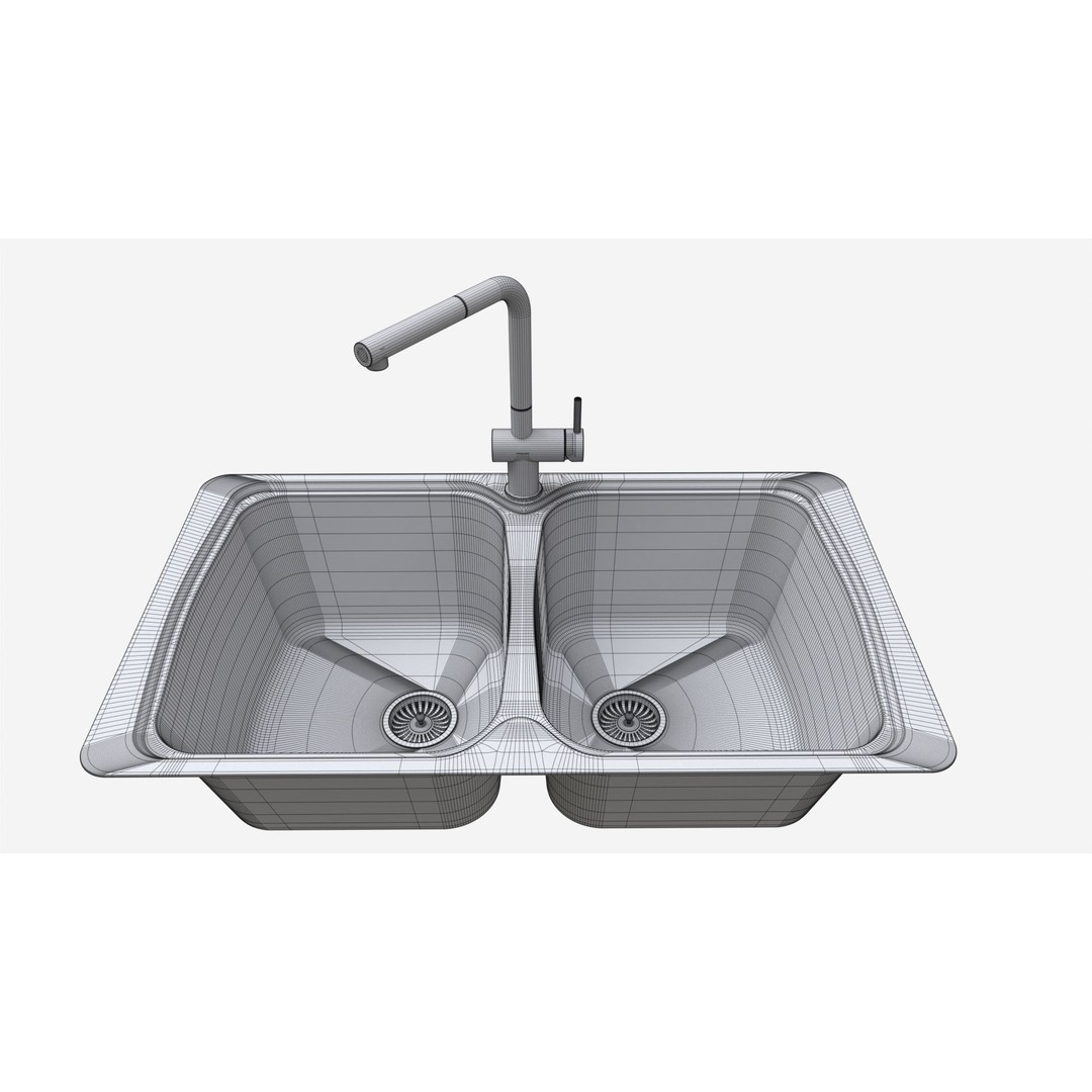 Kitchen Sink Faucet 3D Model – Modern Onyx Design, PBR Textures - View 13