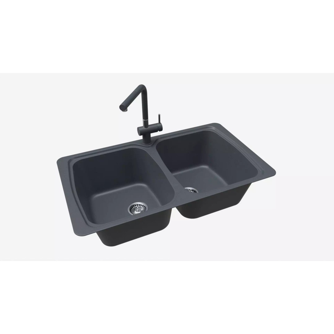 Kitchen Sink Faucet 3D Model – Modern Onyx Design, PBR Textures - View 2