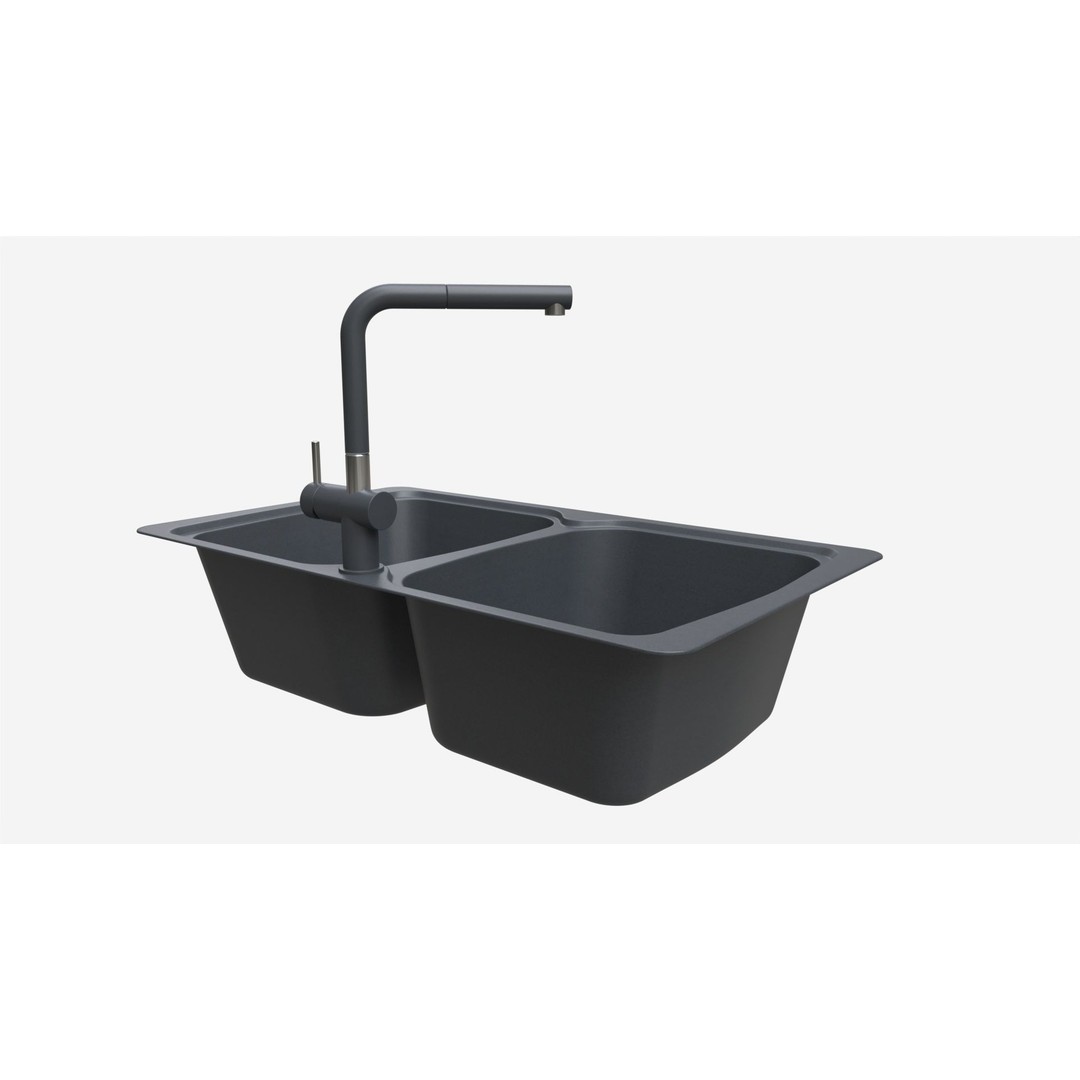 Kitchen Sink Faucet 3D Model – Modern Onyx Design, PBR Textures - View 7