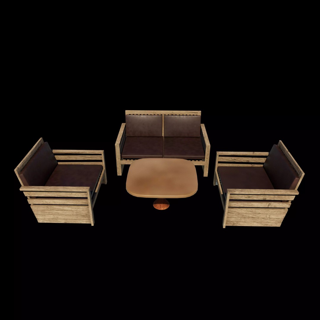 Simple Seater Sofa 2 3D Model – PBR Game-Ready Asset, FBX, OBJ - View 3