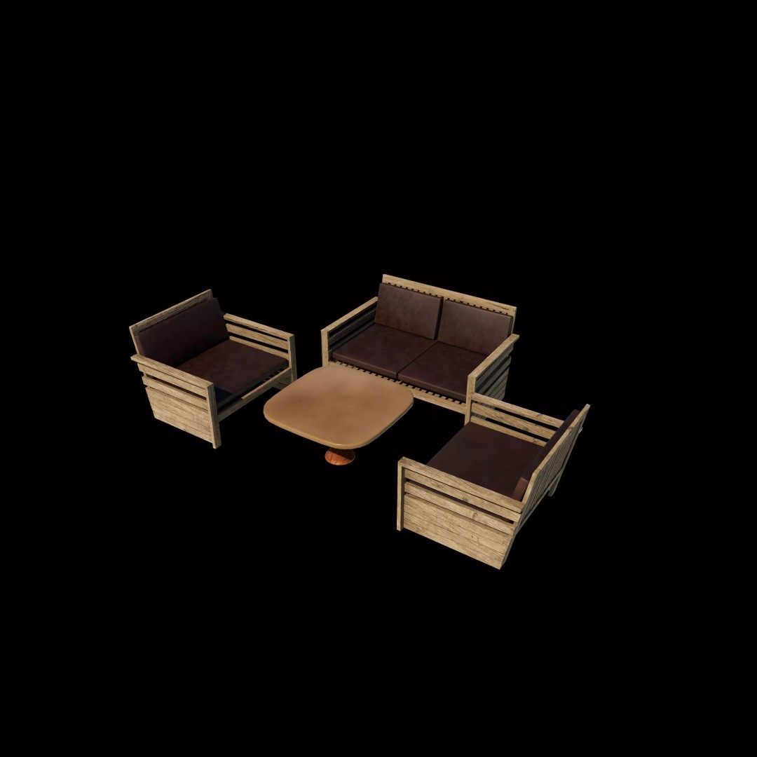 Simple Seater Sofa 2 3D Model – PBR Game-Ready Asset, FBX, OBJ - View 4