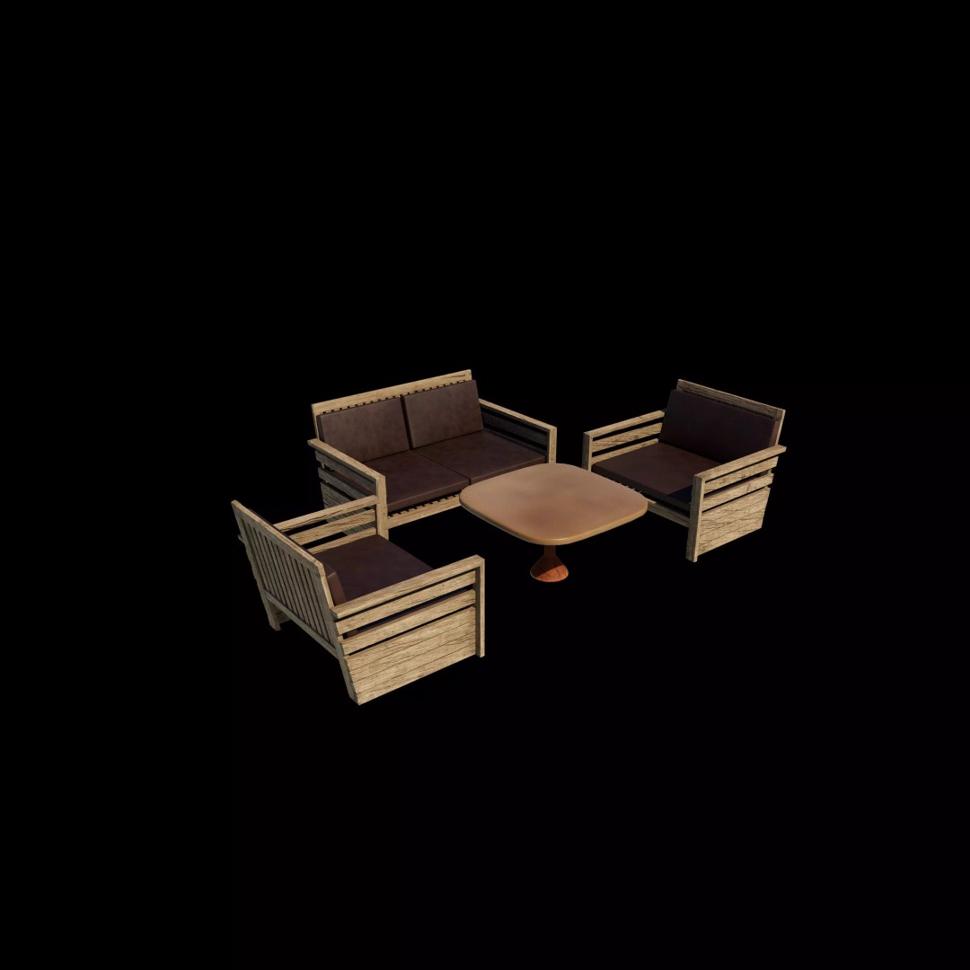 Simple Seater Sofa 2 3D Model – PBR Game-Ready Asset, FBX, OBJ - View 8