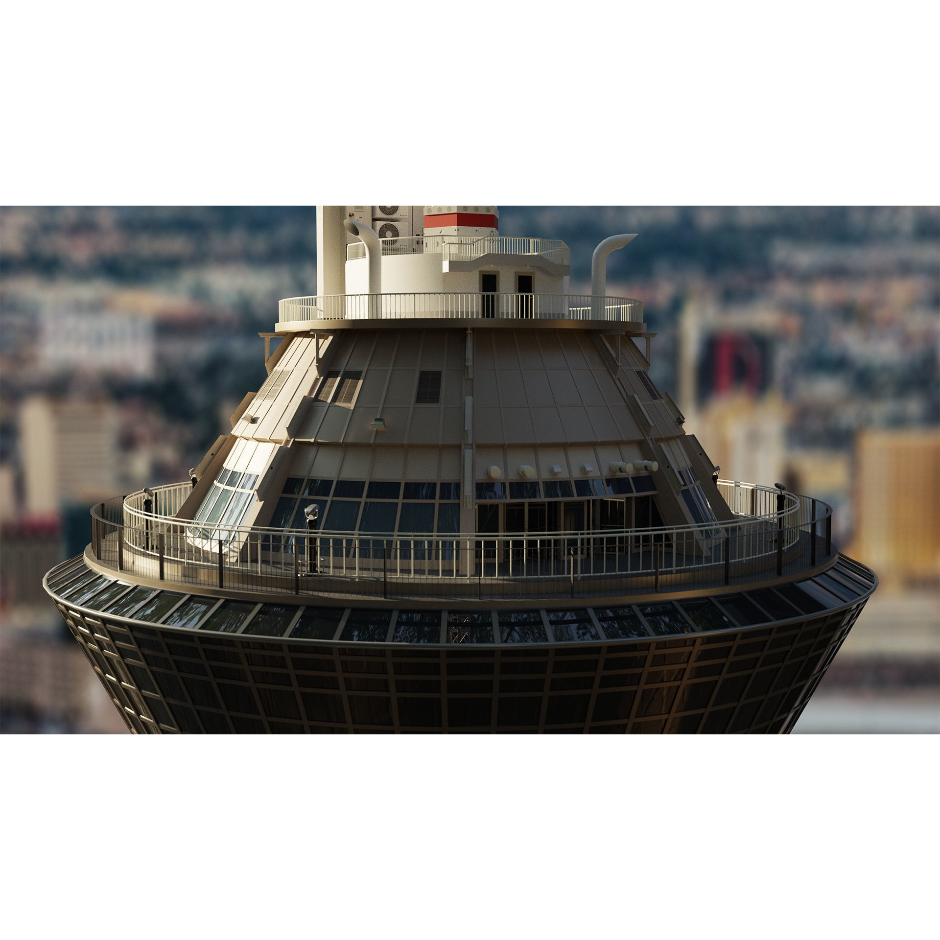 Stratosphere Tower - PBR Game-Ready 3D Model - View 3