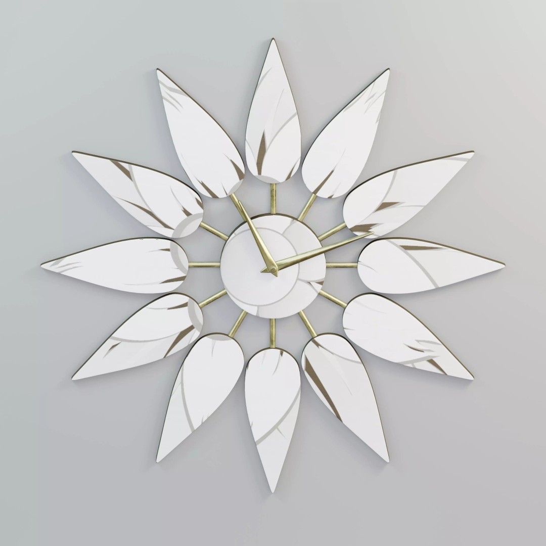 Floral Wall Clock 3D Model – High Poly PBR Asset, Blender, FBX - View 2