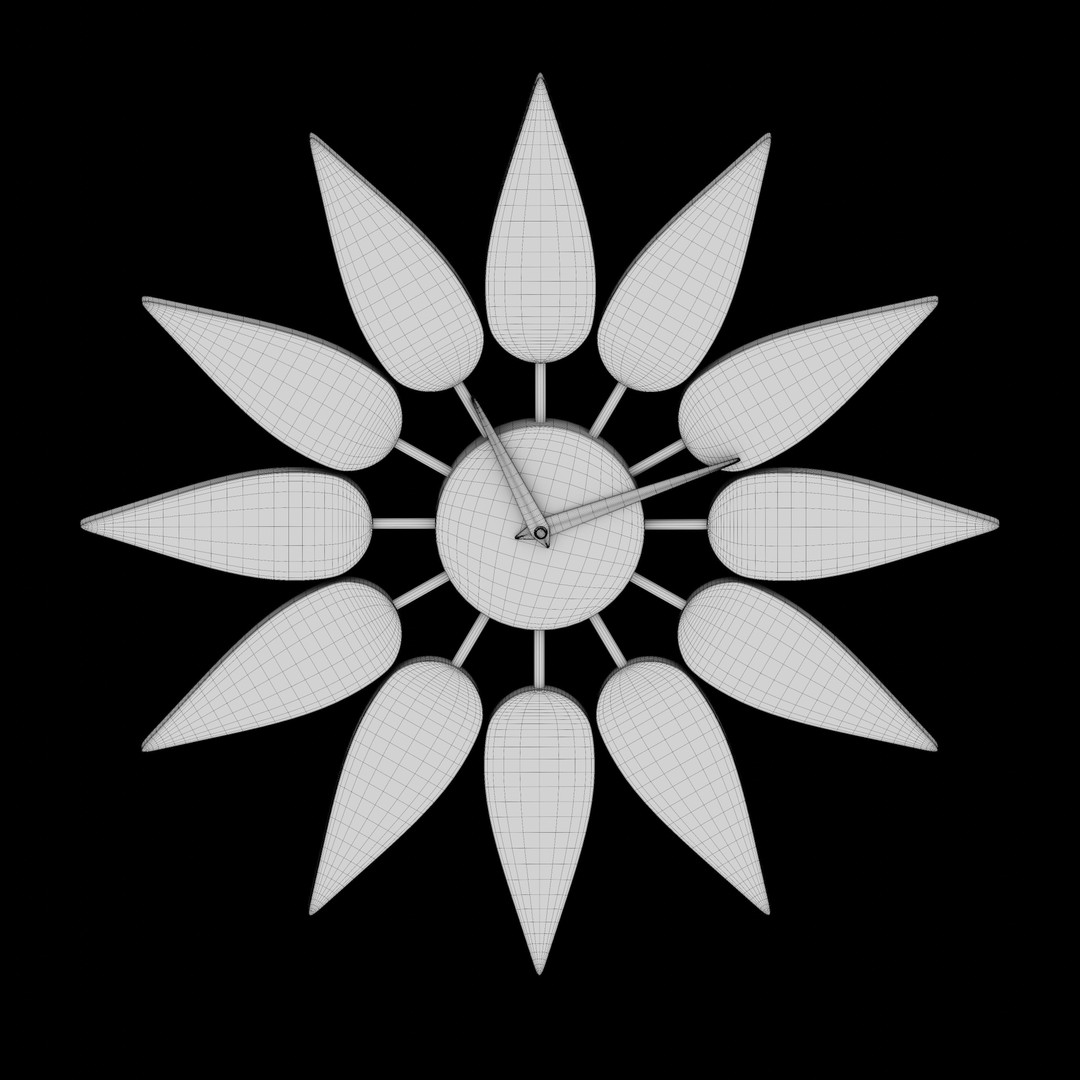 Floral Wall Clock 3D Model – High Poly PBR Asset, Blender, FBX - View 6