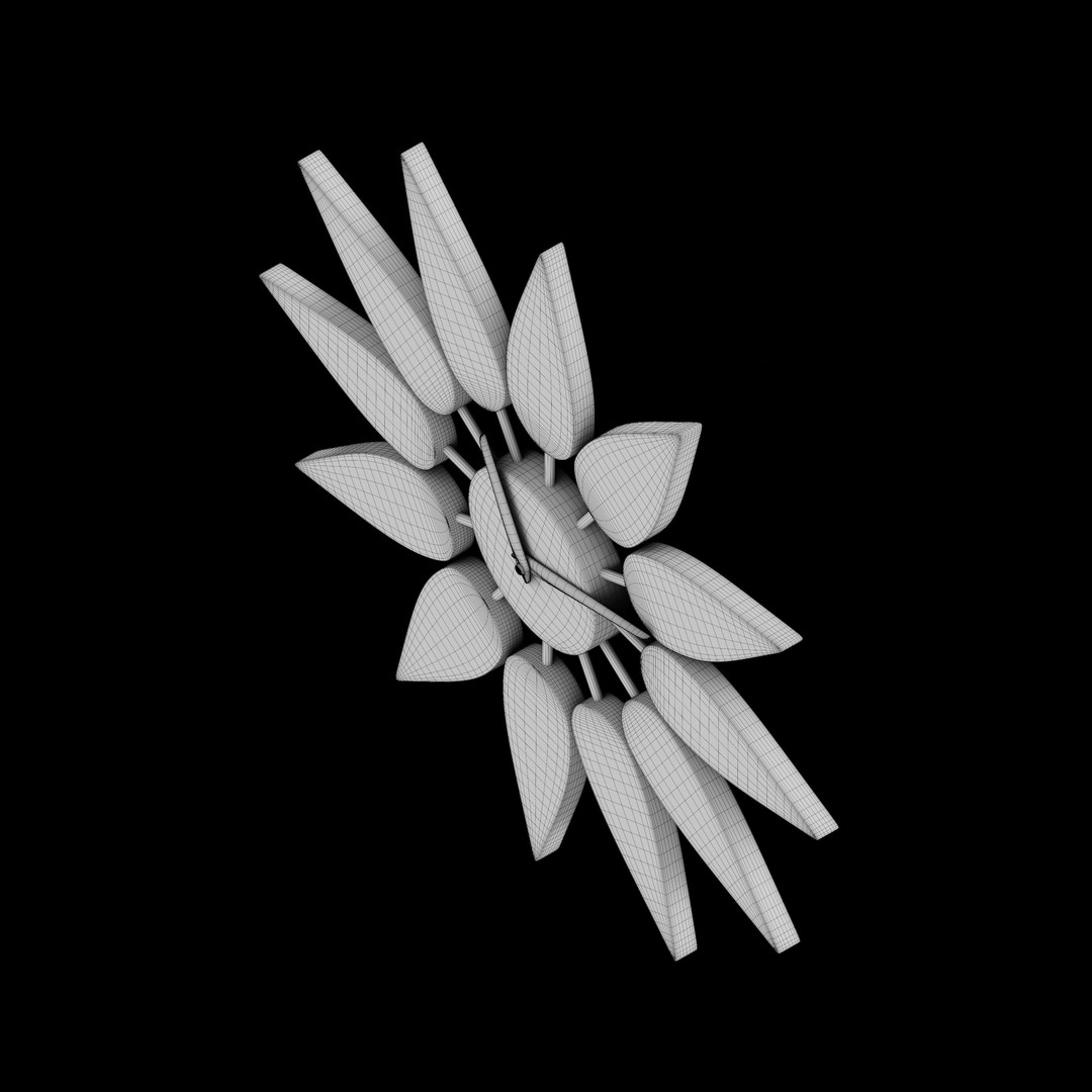 Floral Wall Clock 3D Model – High Poly PBR Asset, Blender, FBX - View 7