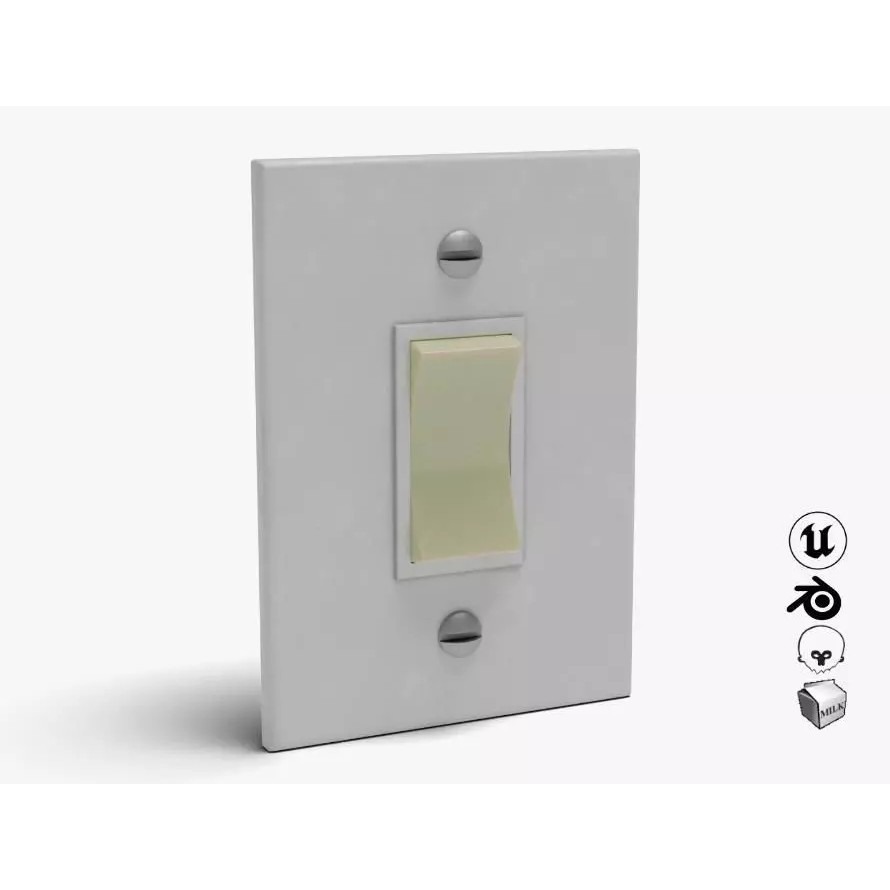 Phosphorescent Light Switch 3D Model – Low Poly PBR Asset for Games - View 2