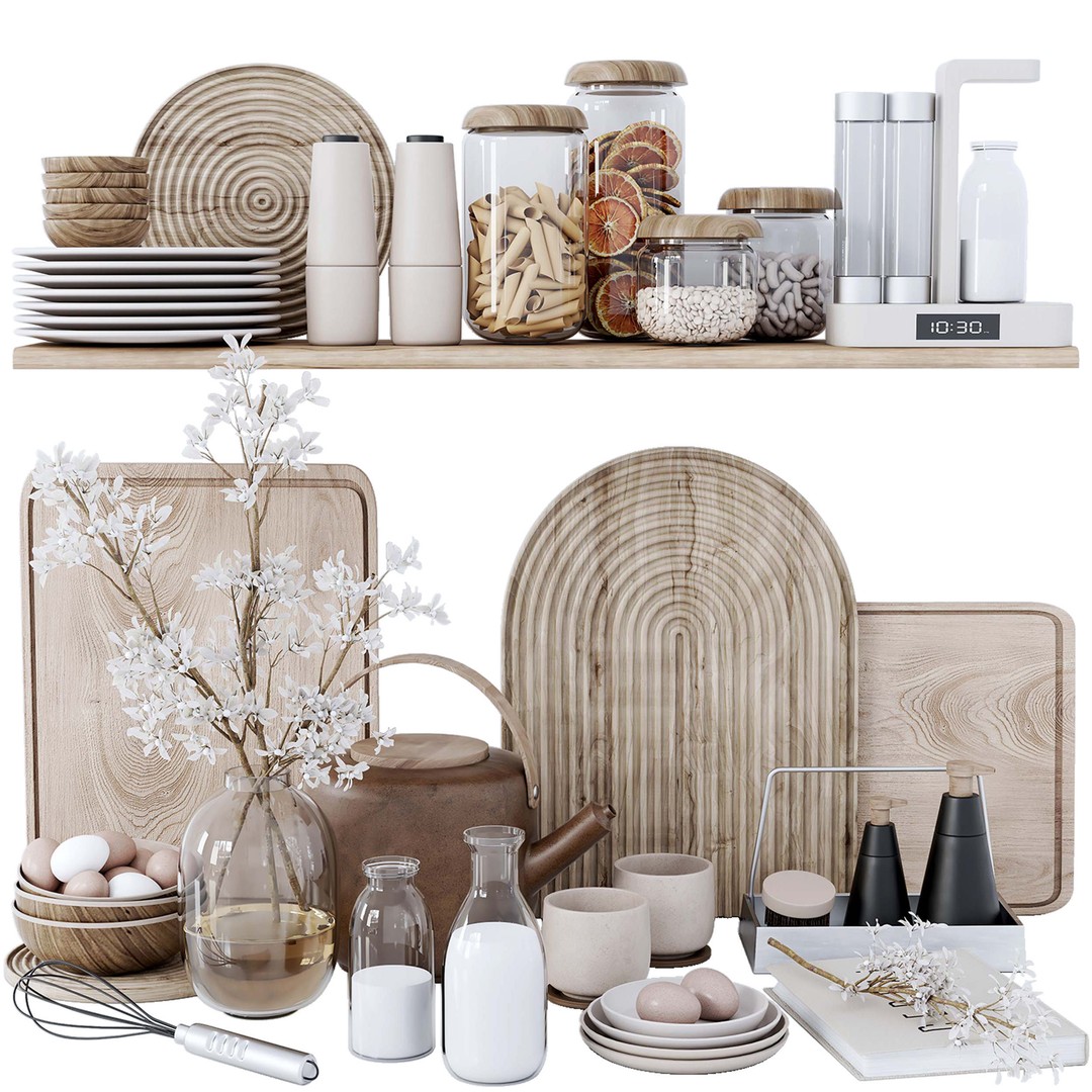 Kitchen Accessories 3D Model – Realistic Interior Design Asset, OBJ