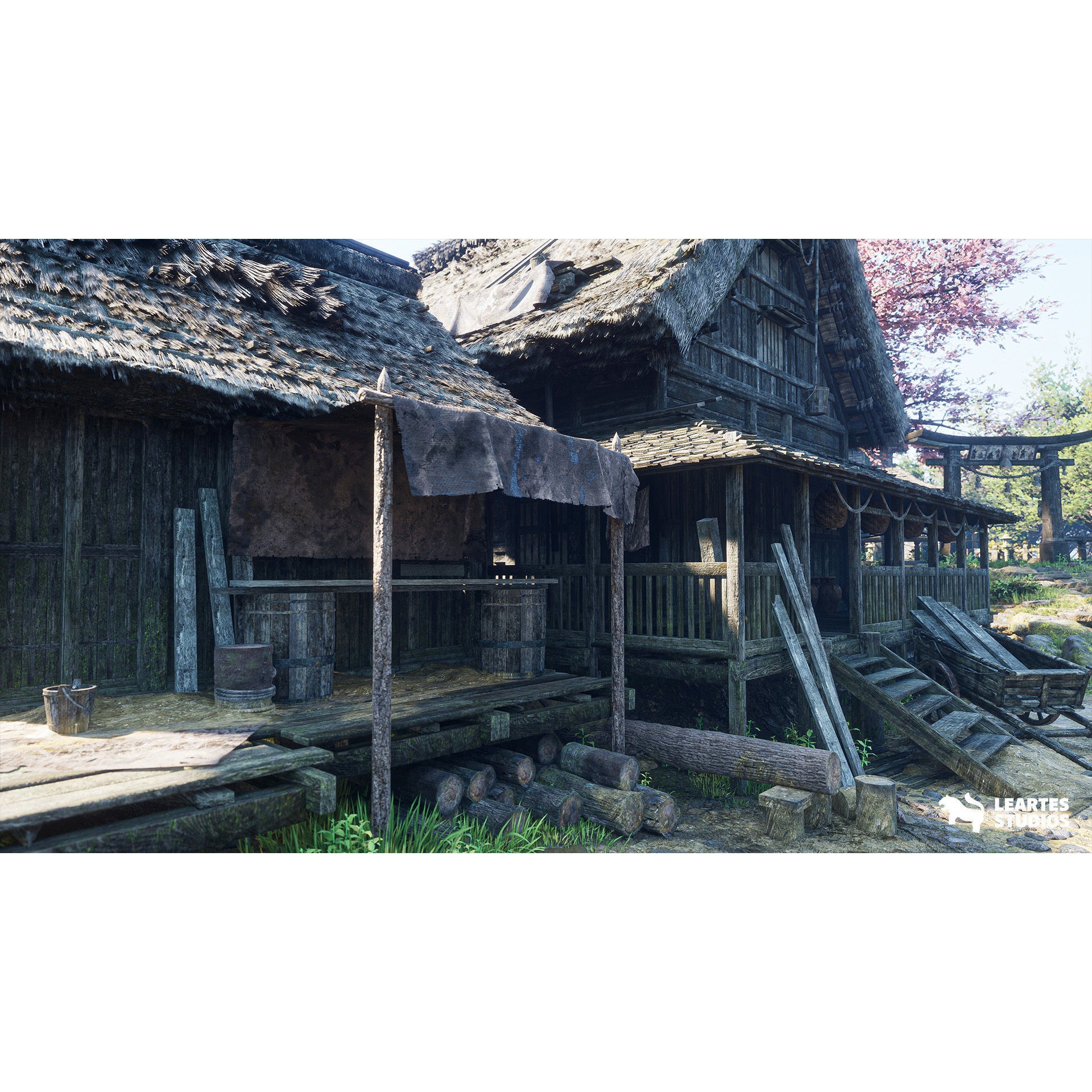 Feudal Japanese Village - Low-Poly Game-Ready 3D Model - View 11
