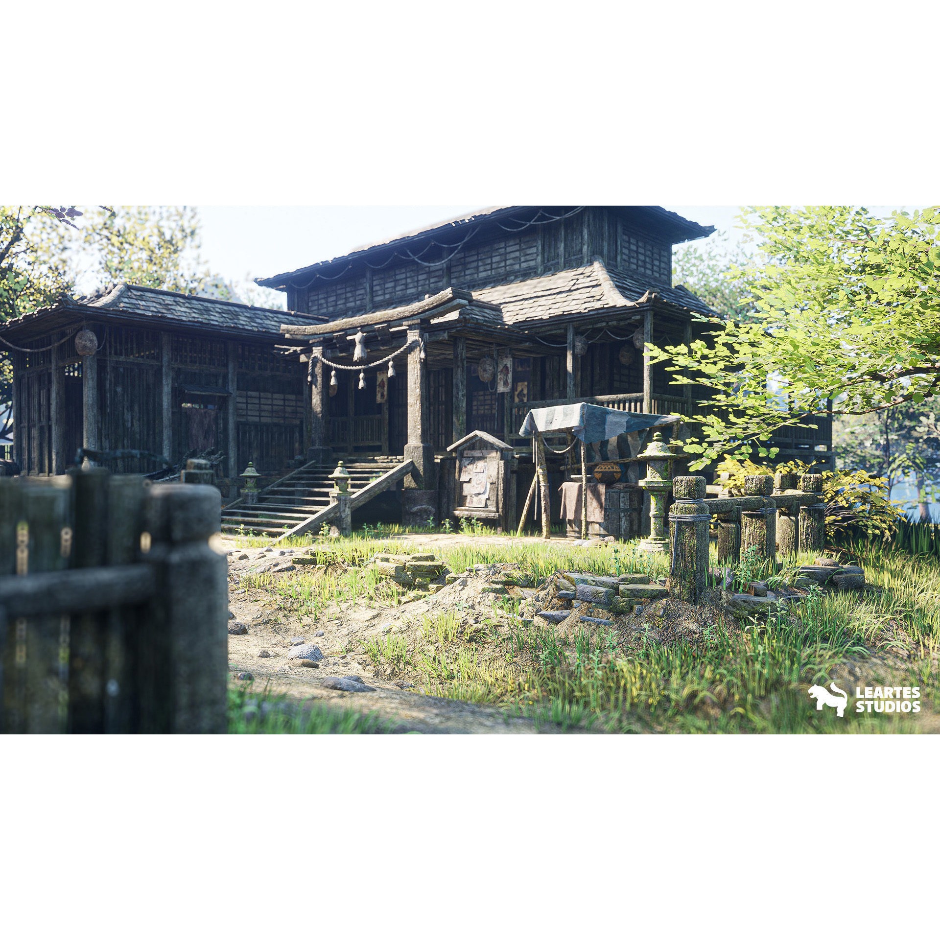 Feudal Japanese Village - Low-Poly Game-Ready 3D Model - View 3