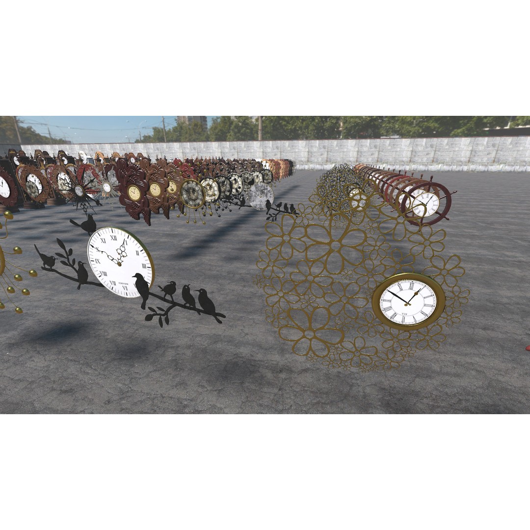 Old Clocks Collection 3D Model – Vintage Low-Poly Game Asset, PBR - View 10