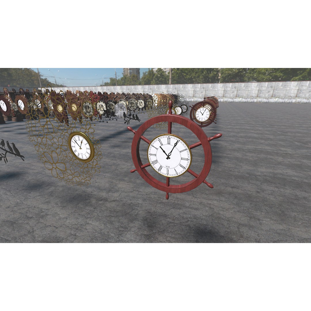 Old Clocks Collection 3D Model – Vintage Low-Poly Game Asset, PBR - View 11