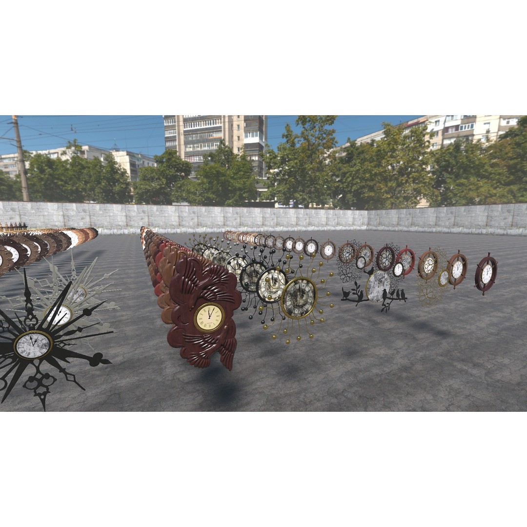 Old Clocks Collection 3D Model – Vintage Low-Poly Game Asset, PBR - View 12