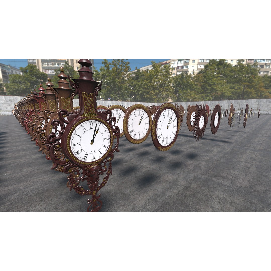 Old Clocks Collection 3D Model – Vintage Low-Poly Game Asset, PBR - View 13