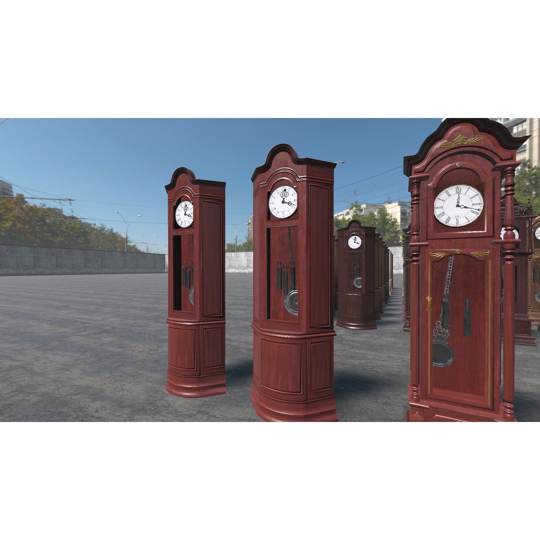 Old Clocks Collection 3D Model – Vintage Low-Poly Game Asset, PBR - View 4