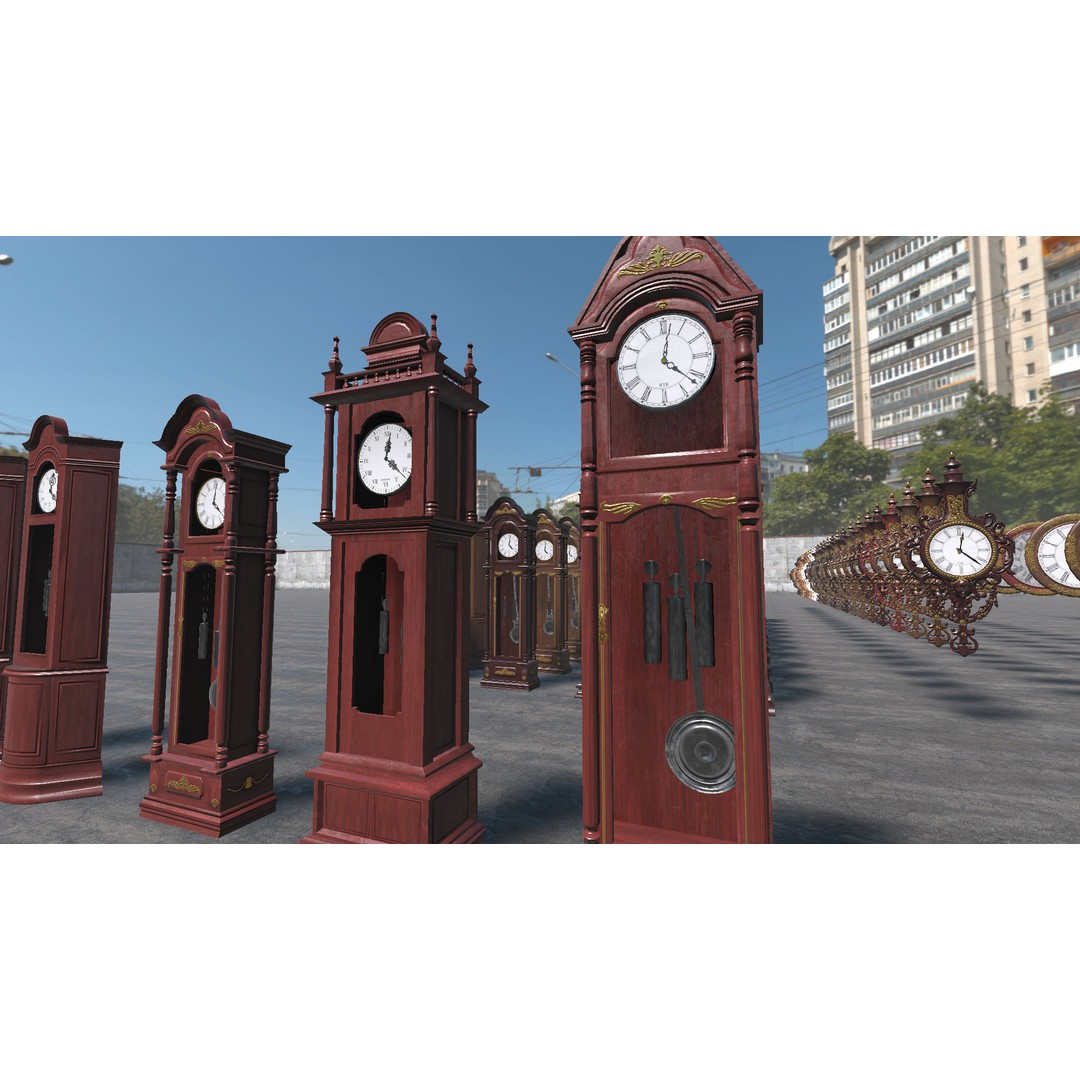 Old Clocks Collection 3D Model – Vintage Low-Poly Game Asset, PBR - View 5