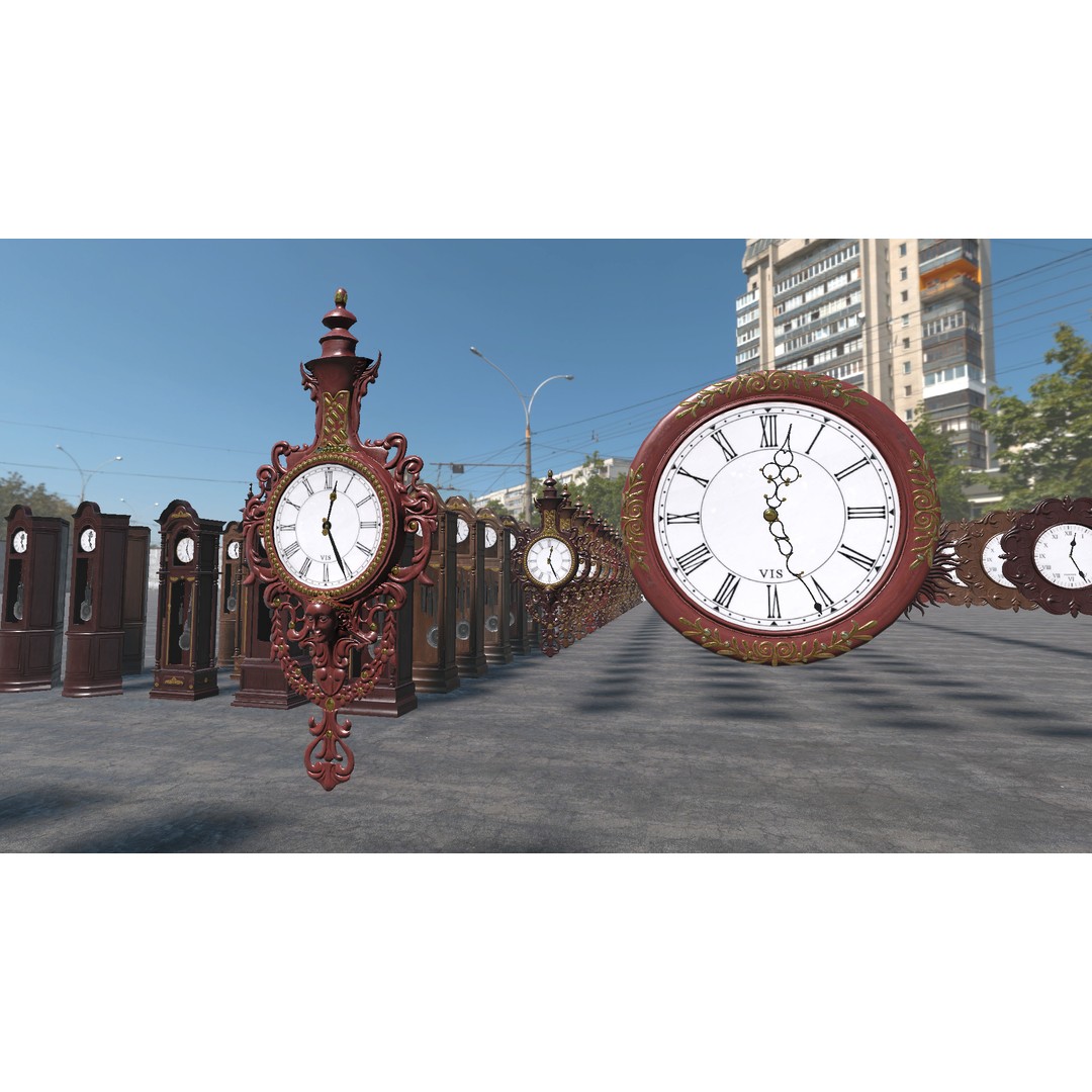 Old Clocks Collection 3D Model – Vintage Low-Poly Game Asset, PBR - View 6