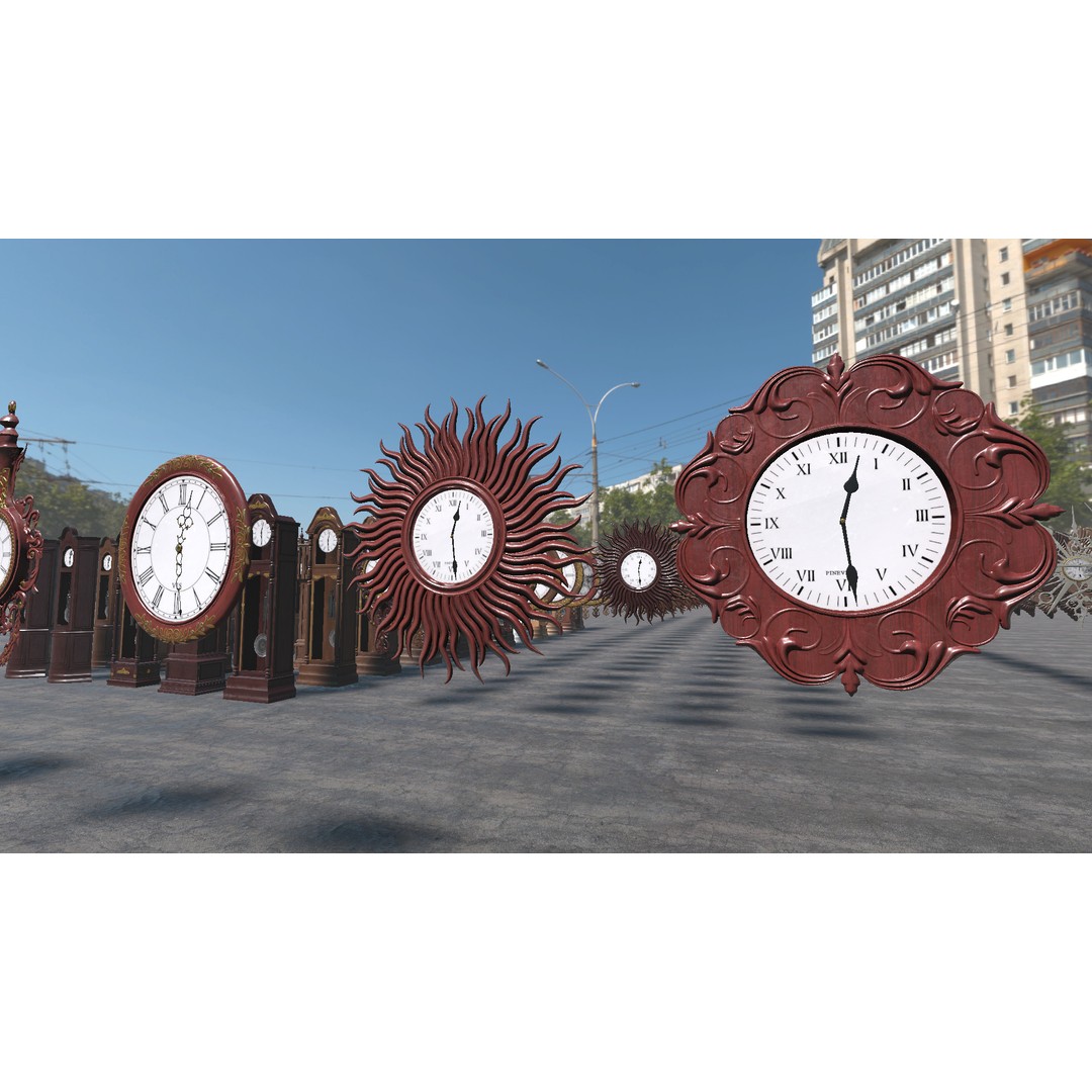 Old Clocks Collection 3D Model – Vintage Low-Poly Game Asset, PBR - View 7