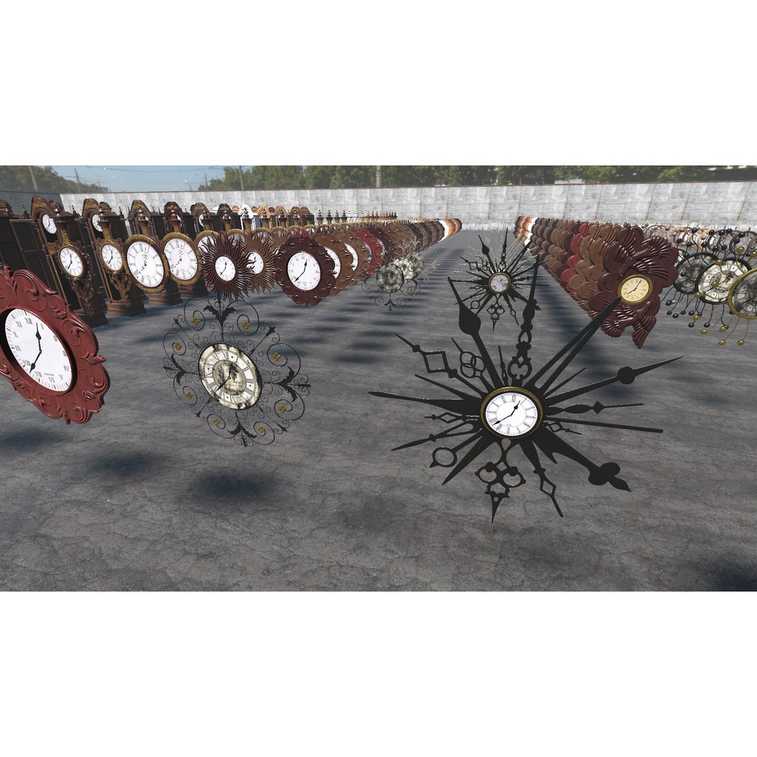 Old Clocks Collection 3D Model – Vintage Low-Poly Game Asset, PBR - View 8