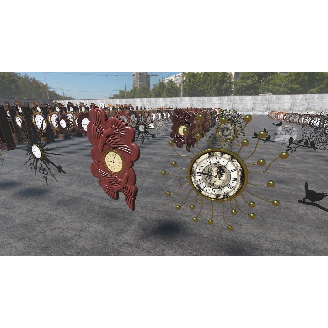 Old Clocks Collection 3D Model – Vintage Low-Poly Game Asset, PBR - View 9
