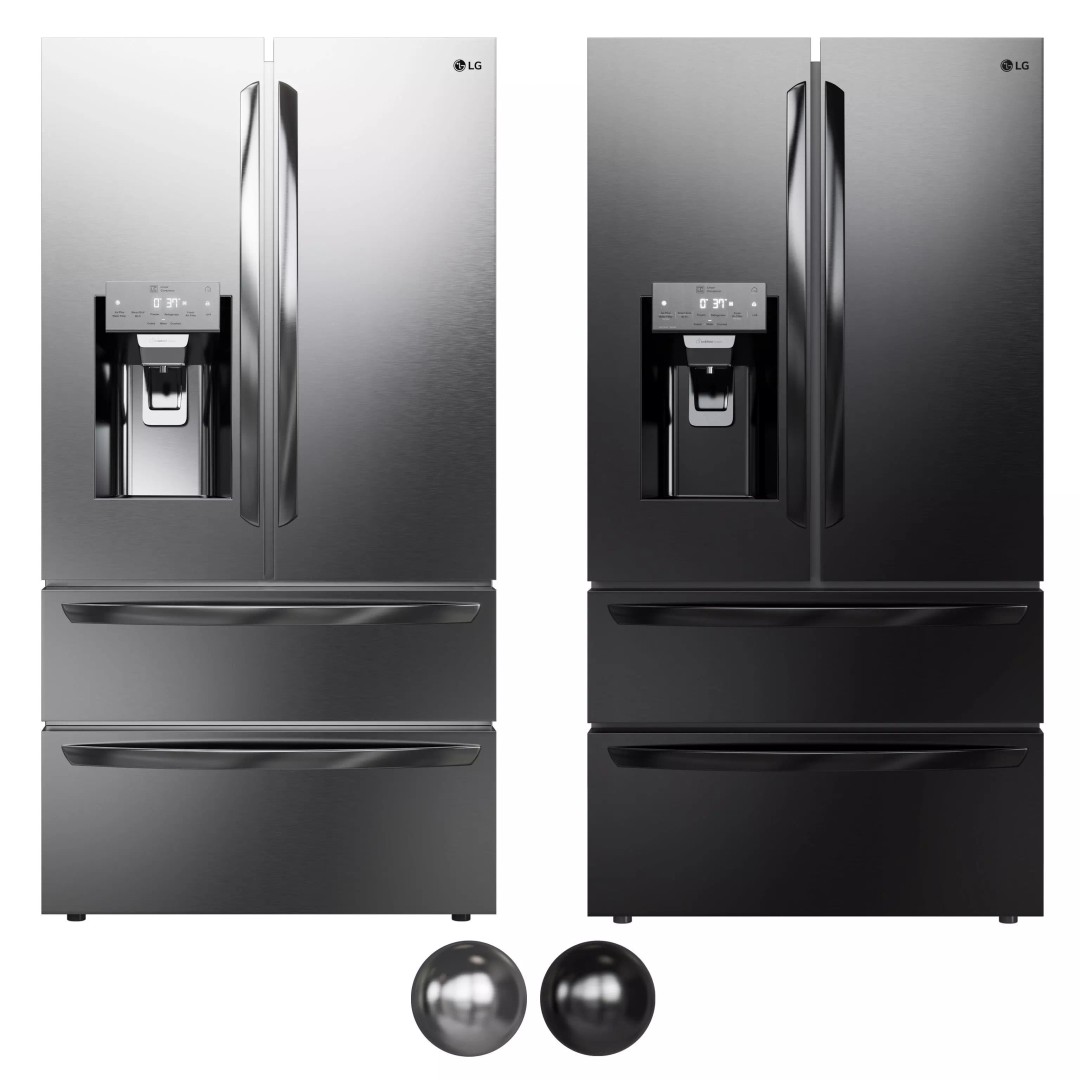 LG Refrigerator 3D Model – Modern 4-Door French Door, PBR Textures, FBX - View 3
