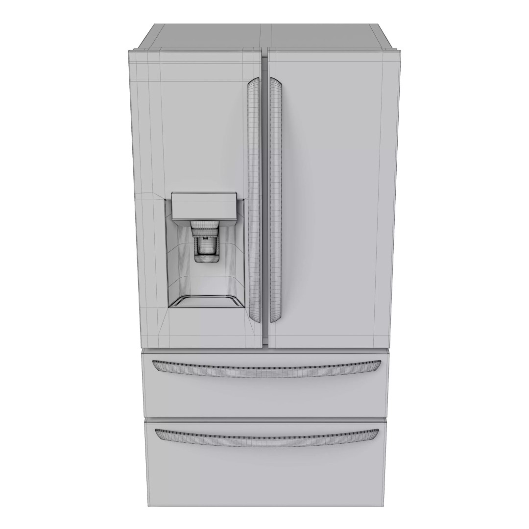 LG Refrigerator 3D Model – Modern 4-Door French Door, PBR Textures, FBX - View 9