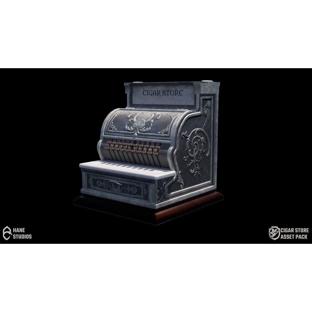 Vintage Cash Register 3D Model – Low Poly Game Ready Asset, FBX - View 7