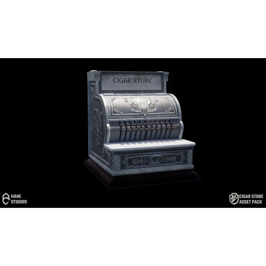 Vintage Cash Register 3D Model – Low Poly Game Ready Asset, FBX - View 9