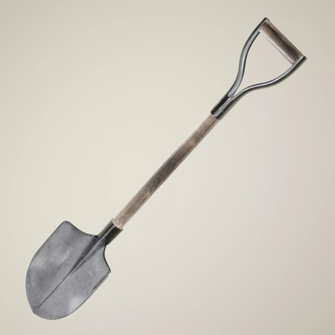 Realistic Shovel 3D Model – Detailed PBR Game Asset, FBX & OBJ - View 2