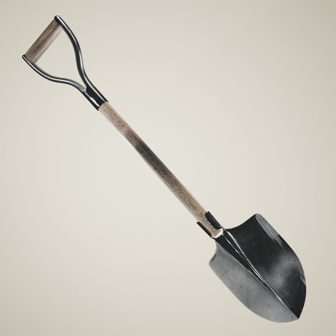 Realistic Shovel 3D Model – Detailed PBR Game Asset, FBX & OBJ - View 4
