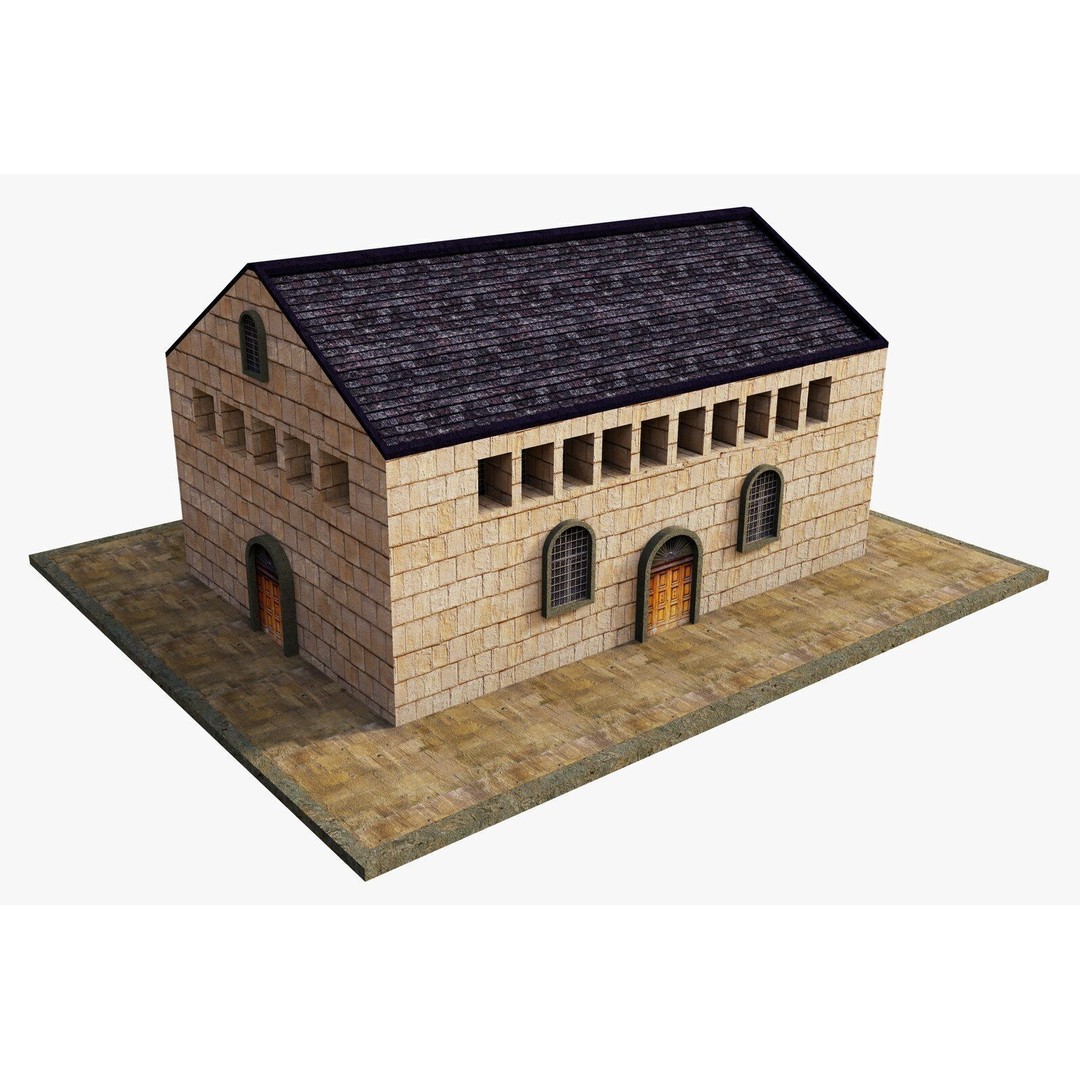 Ancient Pier Building 3D Model – Detailed Game-Ready Asset, FBX, OBJ - View 3