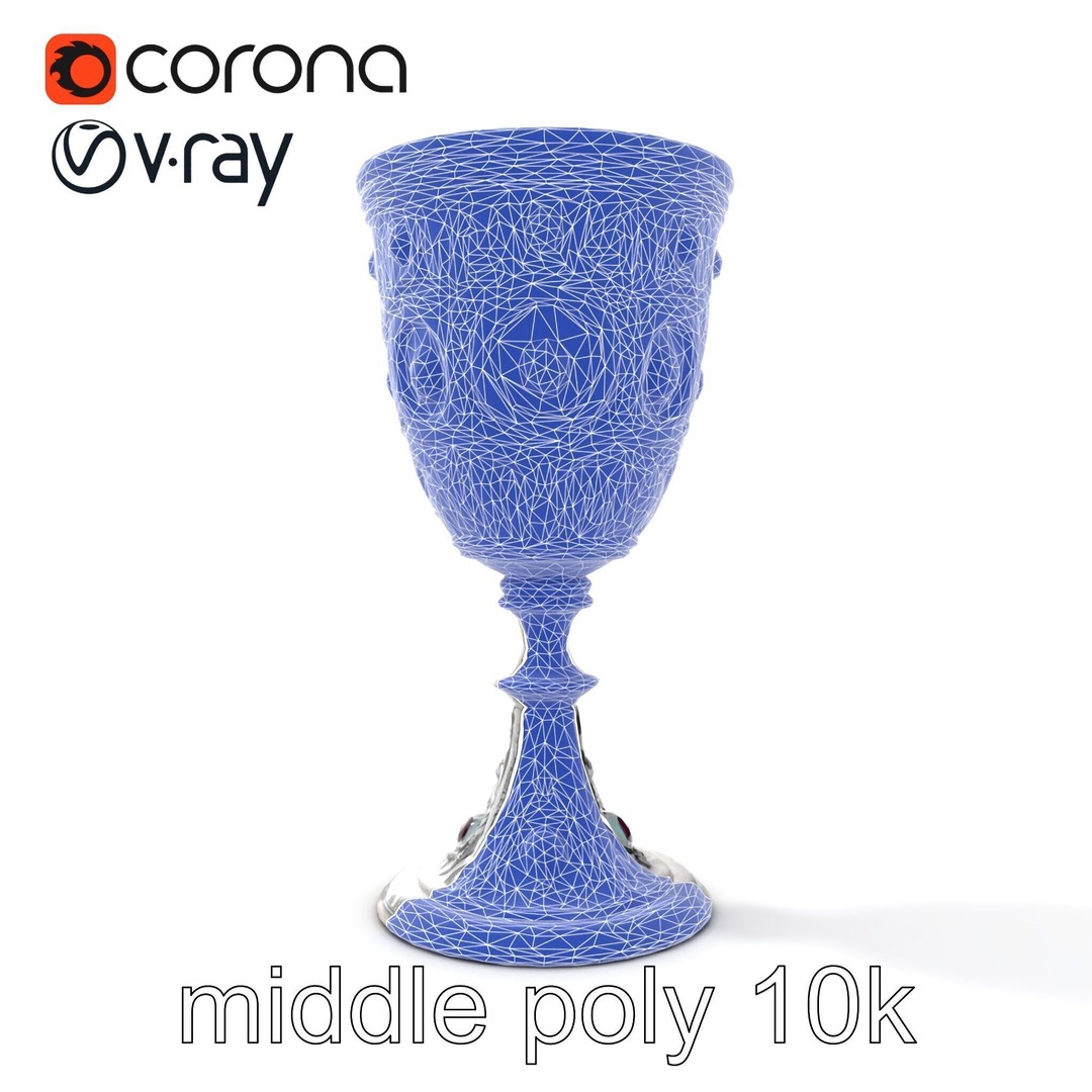 Gem-Encrusted Filigree Goblet 3D Model – Low Poly PBR Asset, FBX - View 29