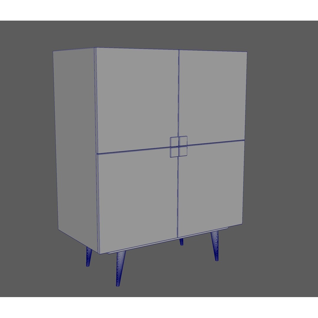Sideboard Furniture 3D Model – Low Poly Game Asset, FBX, OBJ - View 6