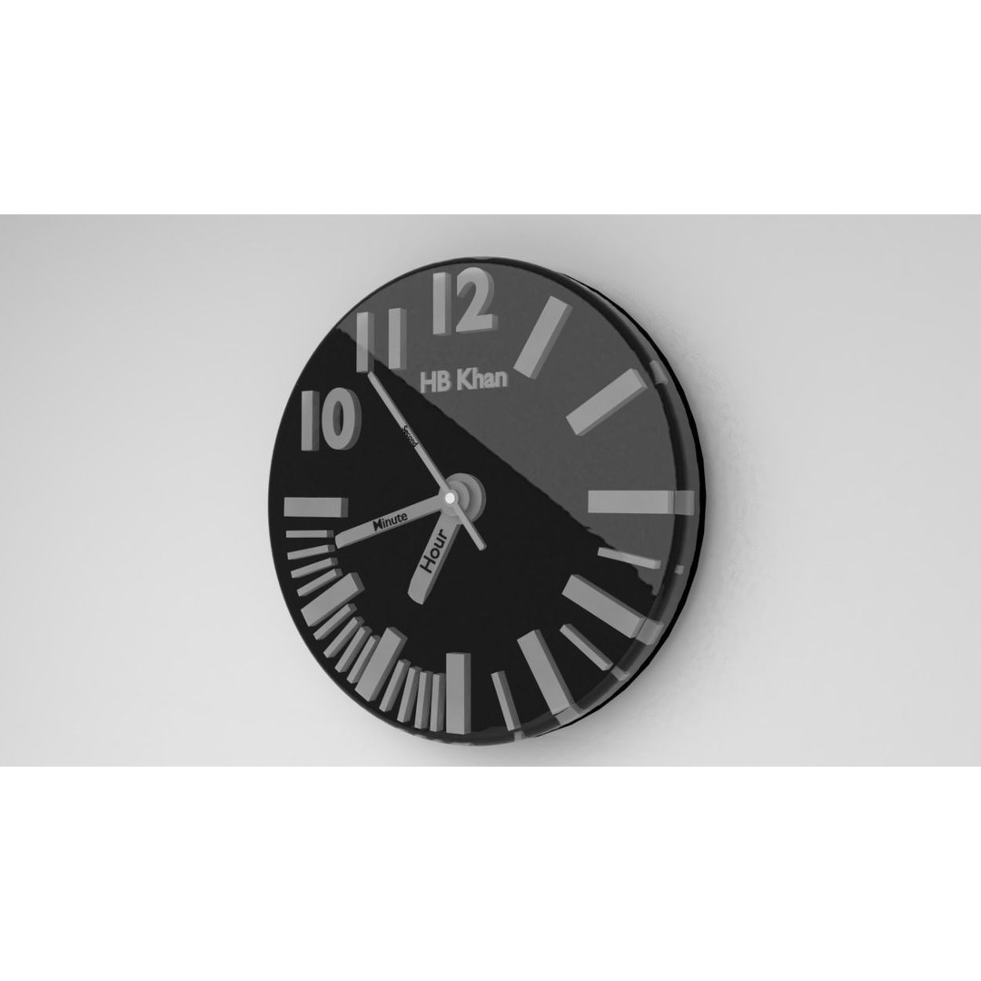 Modern Wall Clock 3D Model – Low Poly Minimalist Design, FBX, OBJ - View 10