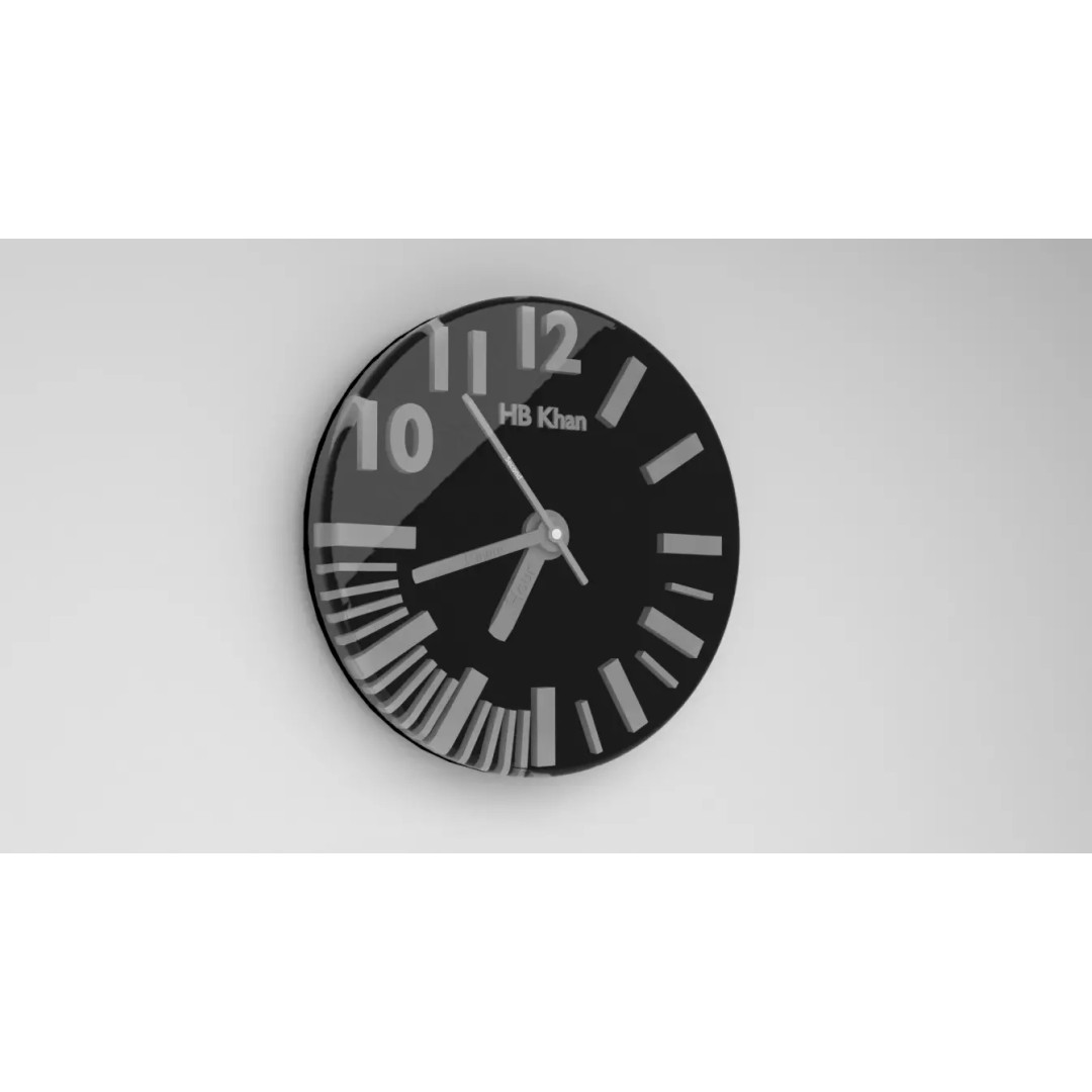 Modern Wall Clock 3D Model – Low Poly Minimalist Design, FBX, OBJ - View 2
