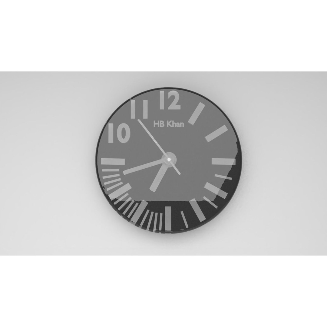 Modern Wall Clock 3D Model – Low Poly Minimalist Design, FBX, OBJ - View 3