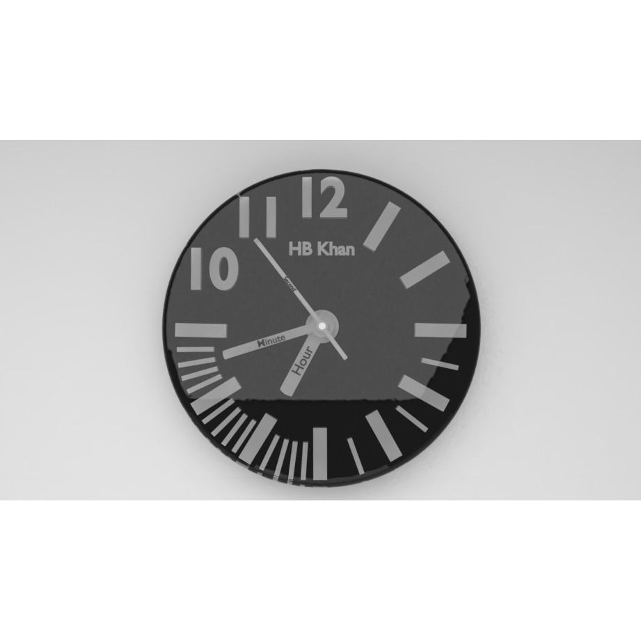 Modern Wall Clock 3D Model – Low Poly Minimalist Design, FBX, OBJ - View 7